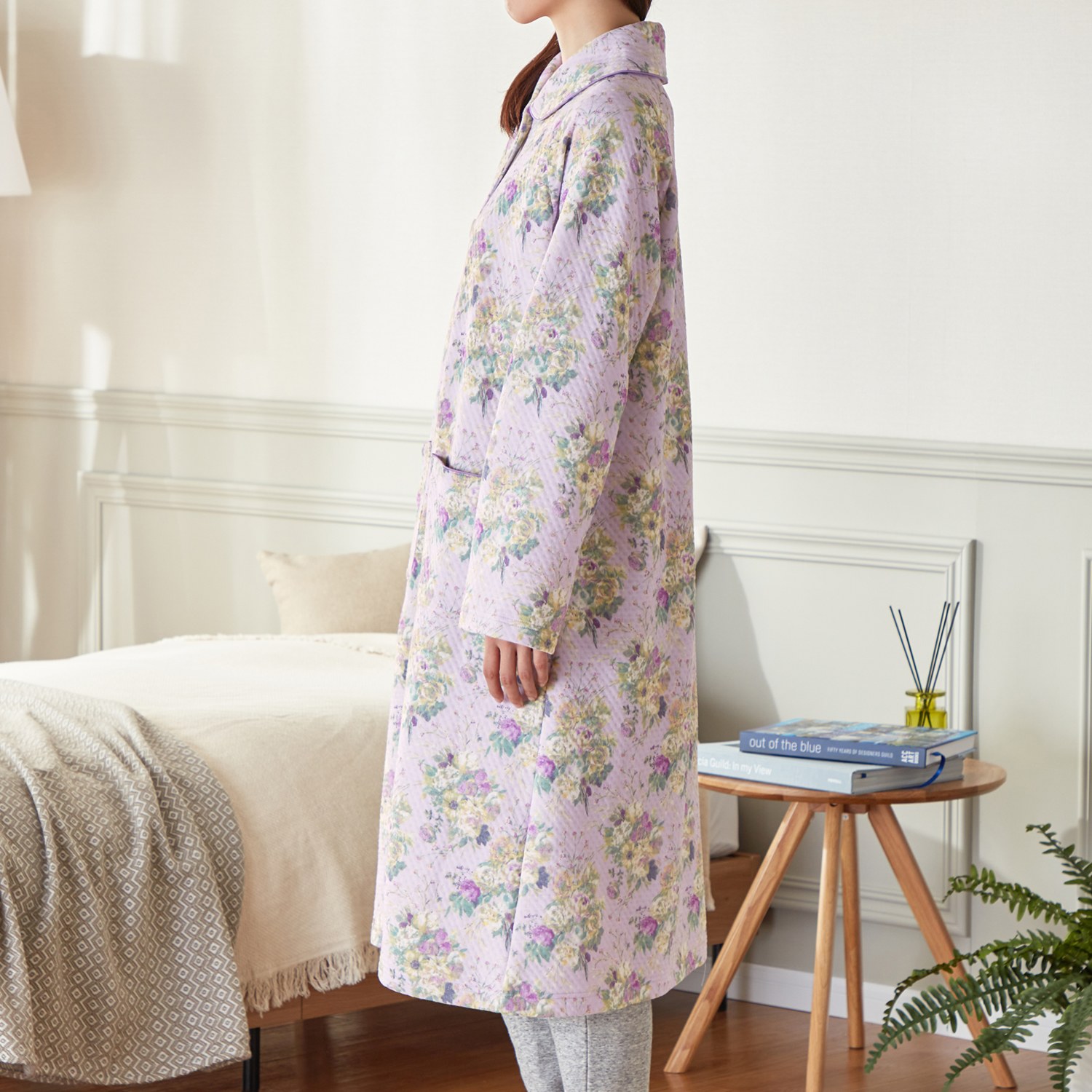 デザイナーズギルド コットン１００％　中わたニットキルト ロングガウン