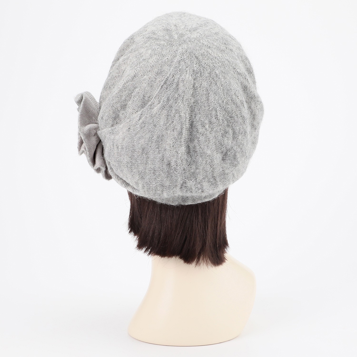 アミツムリ アルパカ混 ビーズアクセントフラワー ベレー帽