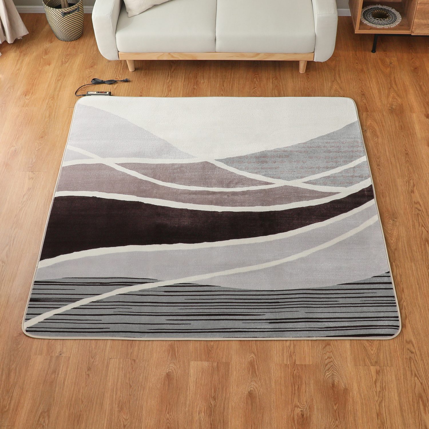 ＜２畳用サイズ＞和室にも洋室にも ぴったり！ ふんわりと柔らかな肌触り フランネルカバー付 電気カーペット 