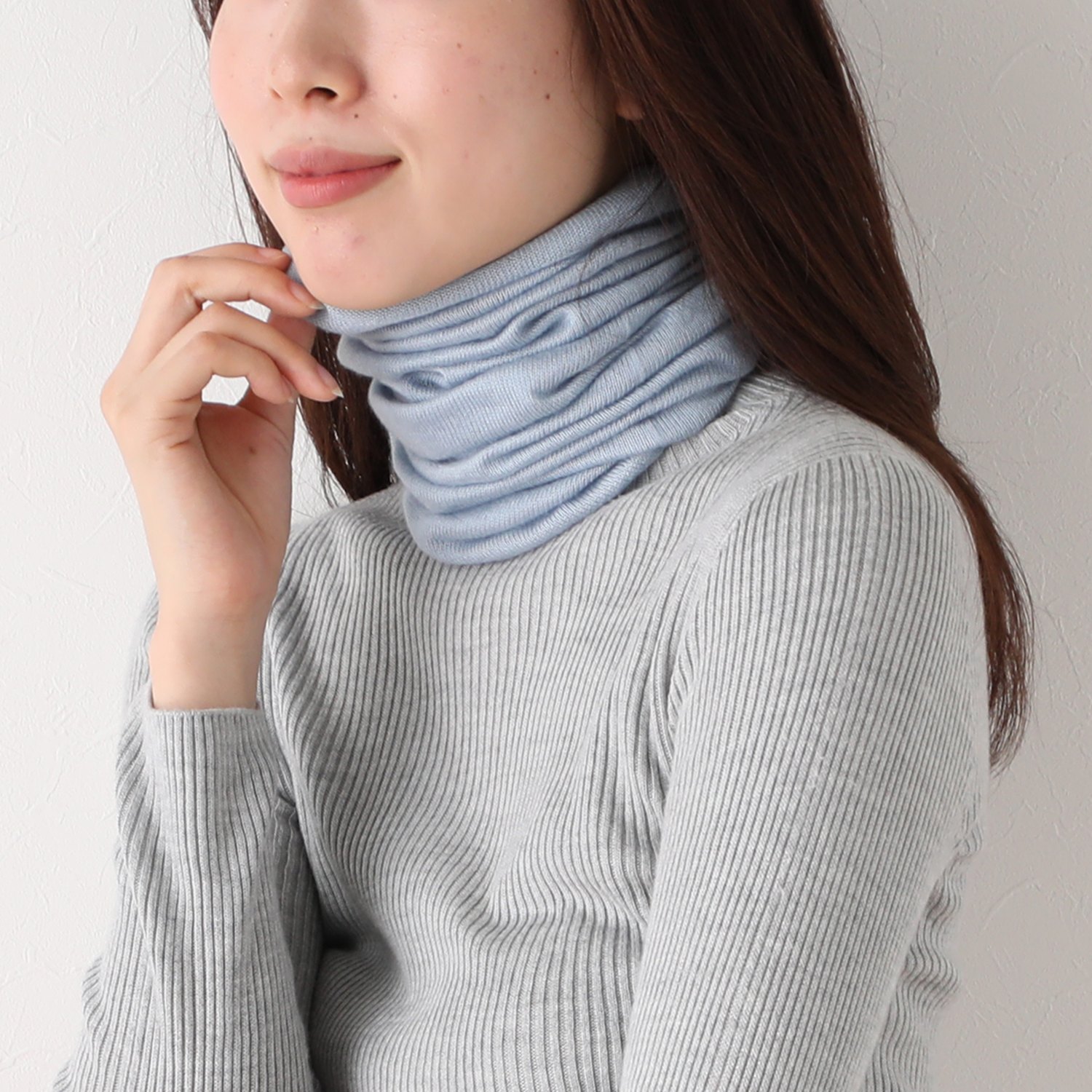 ハセガワ カシミヤよりも細い スパンシルク 無縫製ネックウォーマー