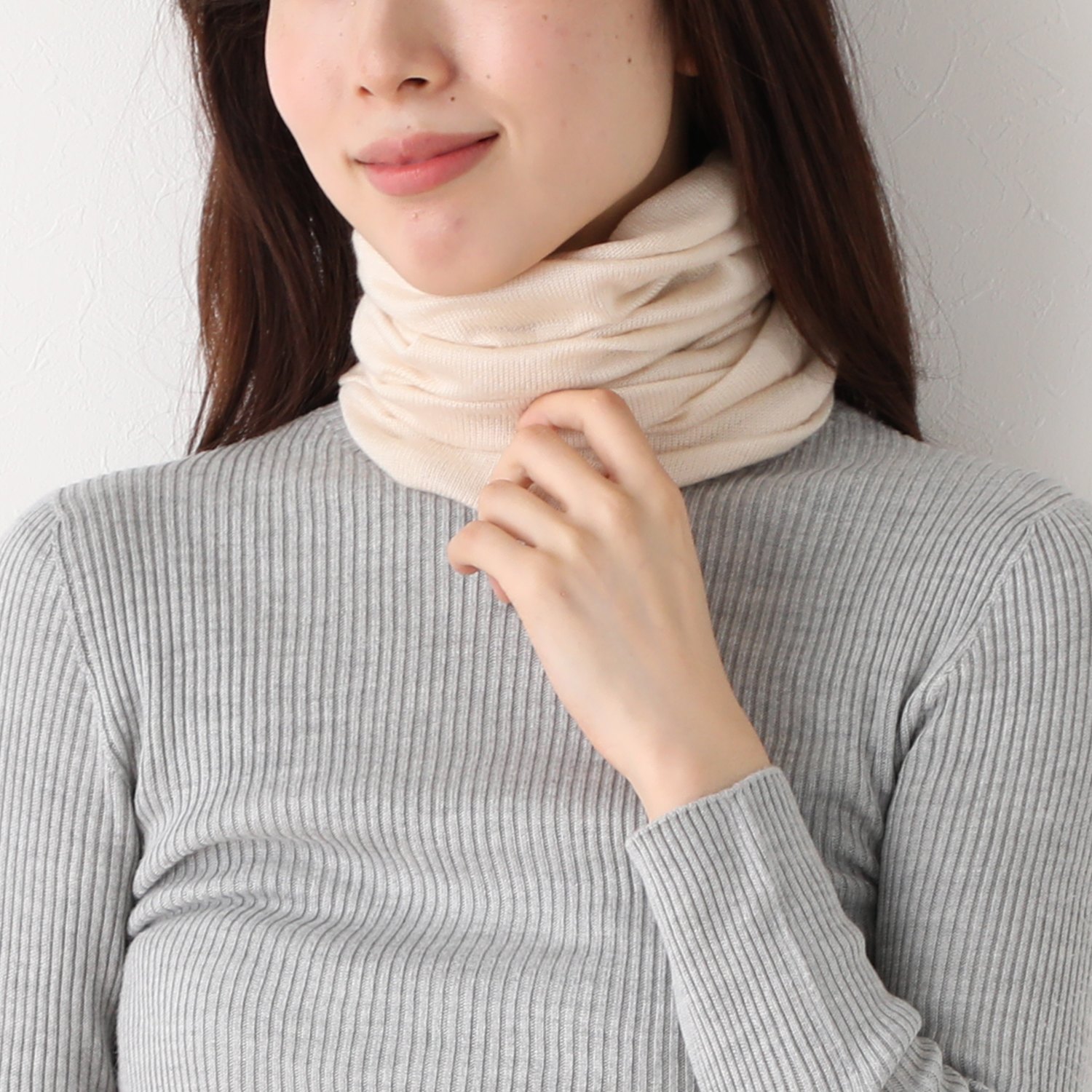 ハセガワ カシミヤよりも細い スパンシルク 無縫製ネックウォーマー