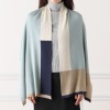 ハセガワ カシミヤよりも細い スパンシルク ブロック柄ストール