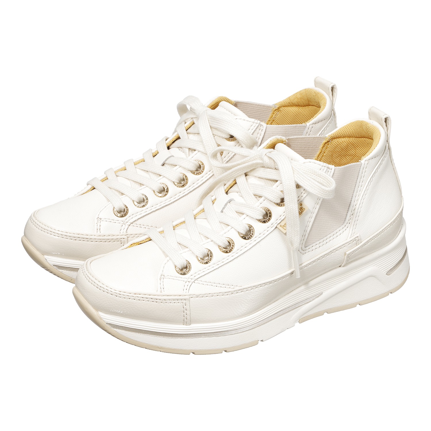 ブソラ ソフトレザー ミッドカット サイドゴアスニーカー