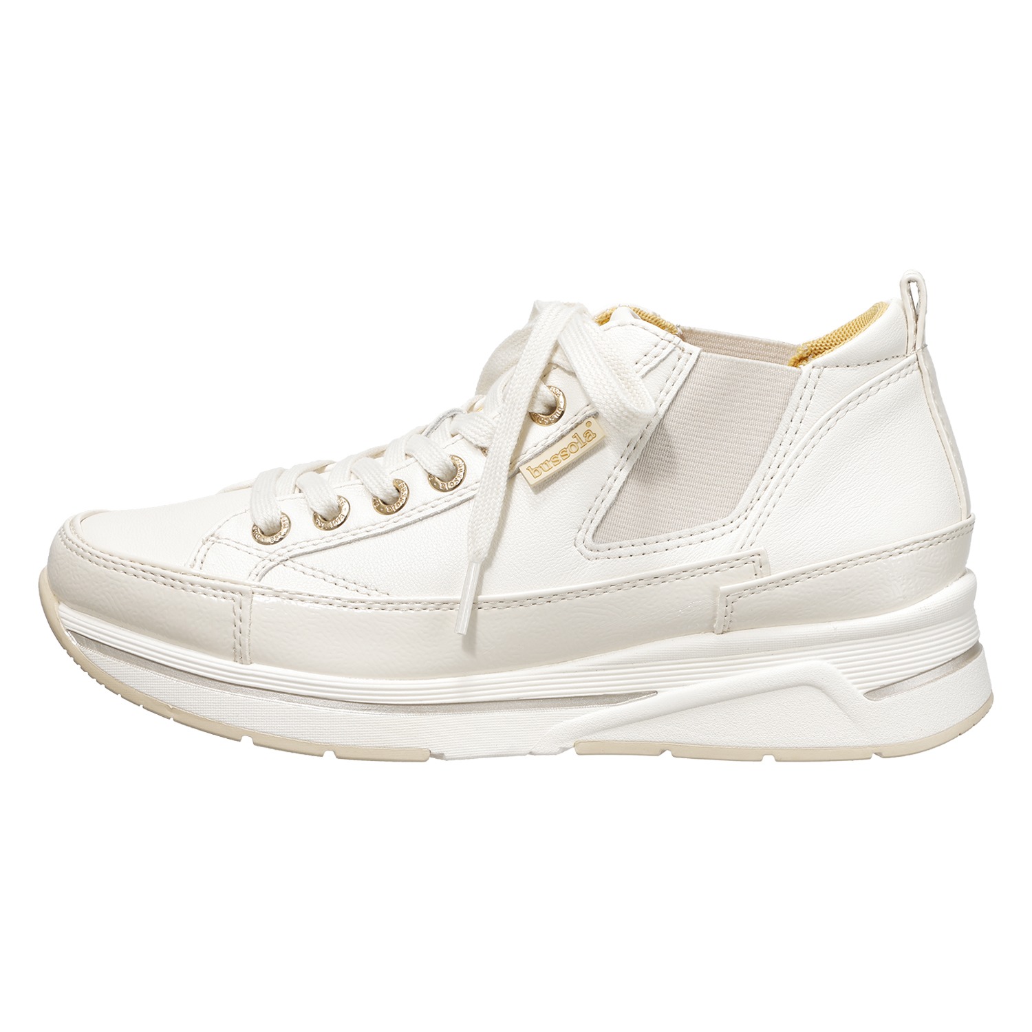 ブソラ ソフトレザー ミッドカット サイドゴアスニーカー