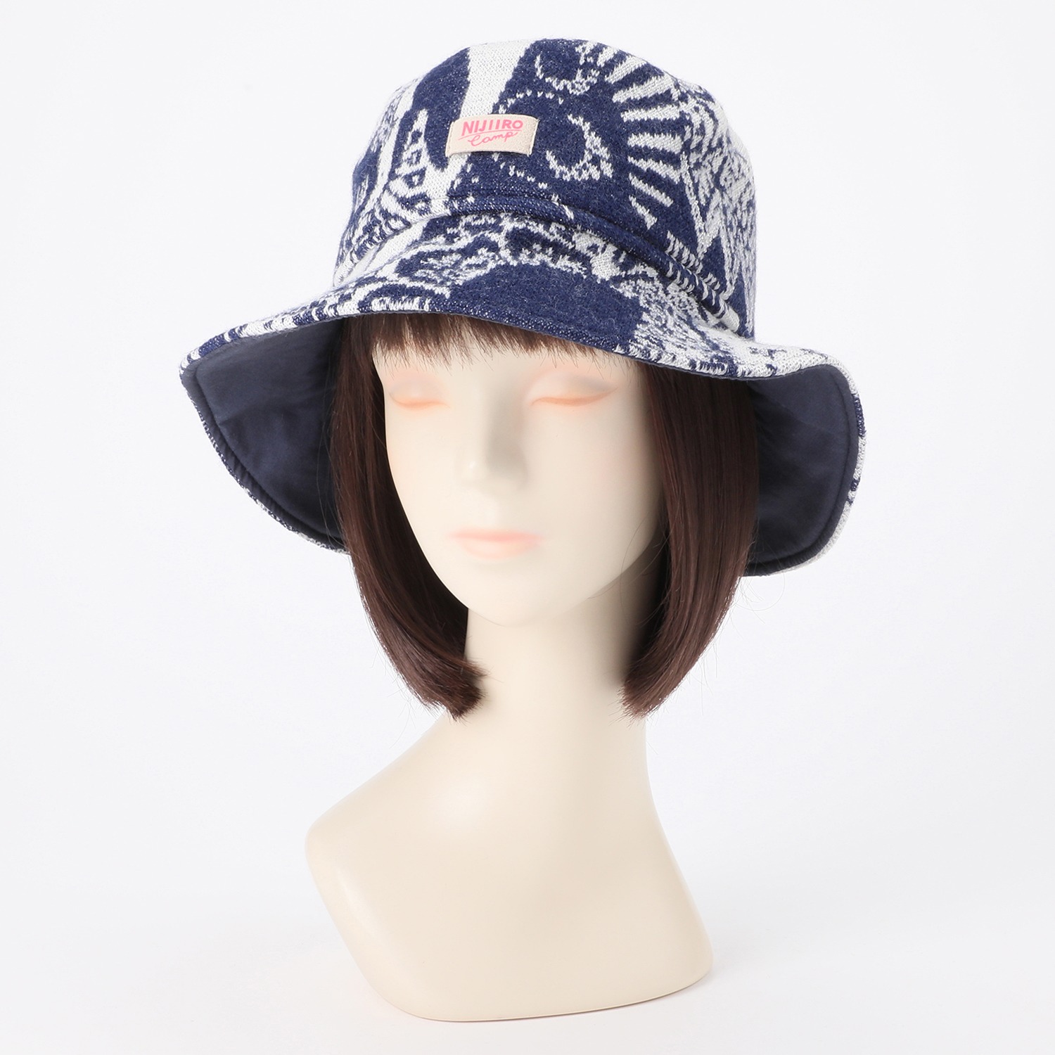 ニジイロキャンプ 日本製 ふんわり加工 ウール混 ハットデザインニット帽