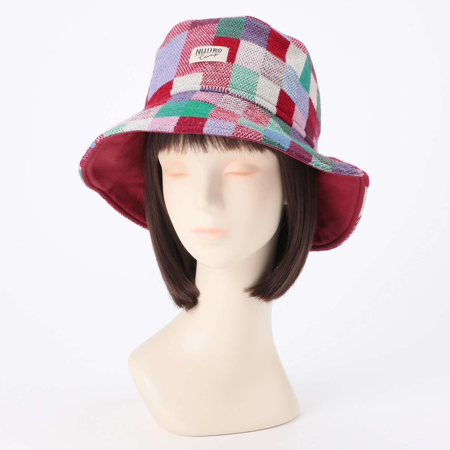 ニジイロキャンプ 日本製 ふんわり加工 ウール混 ハットデザインニット帽