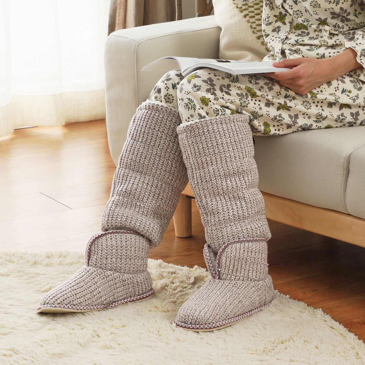 モリリン モコモコルームブーツ＆ レッグウォーマーセット