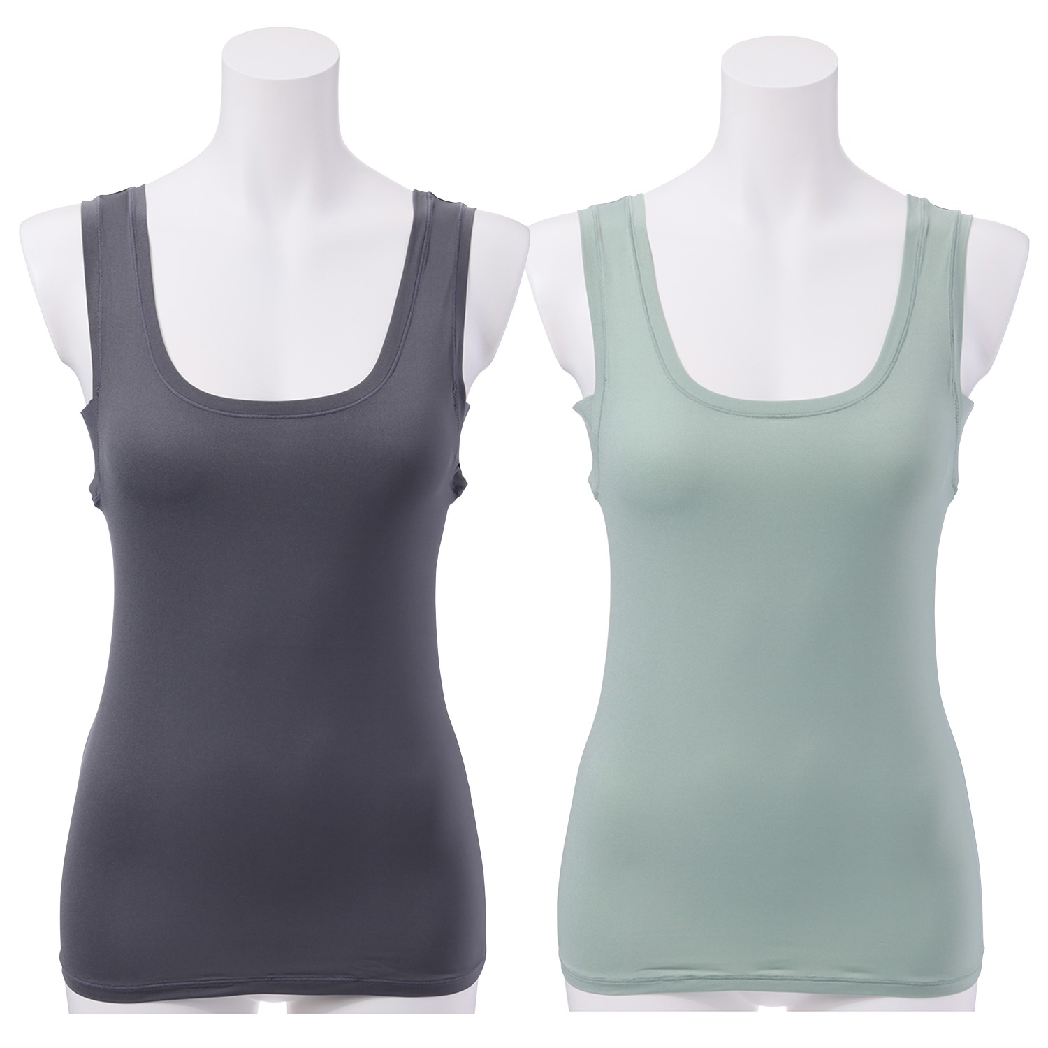 マリランテ 薄くて軽くてよく伸びる 軽フワな着心地 脇汗パッド付タンクトップ ２枚セット