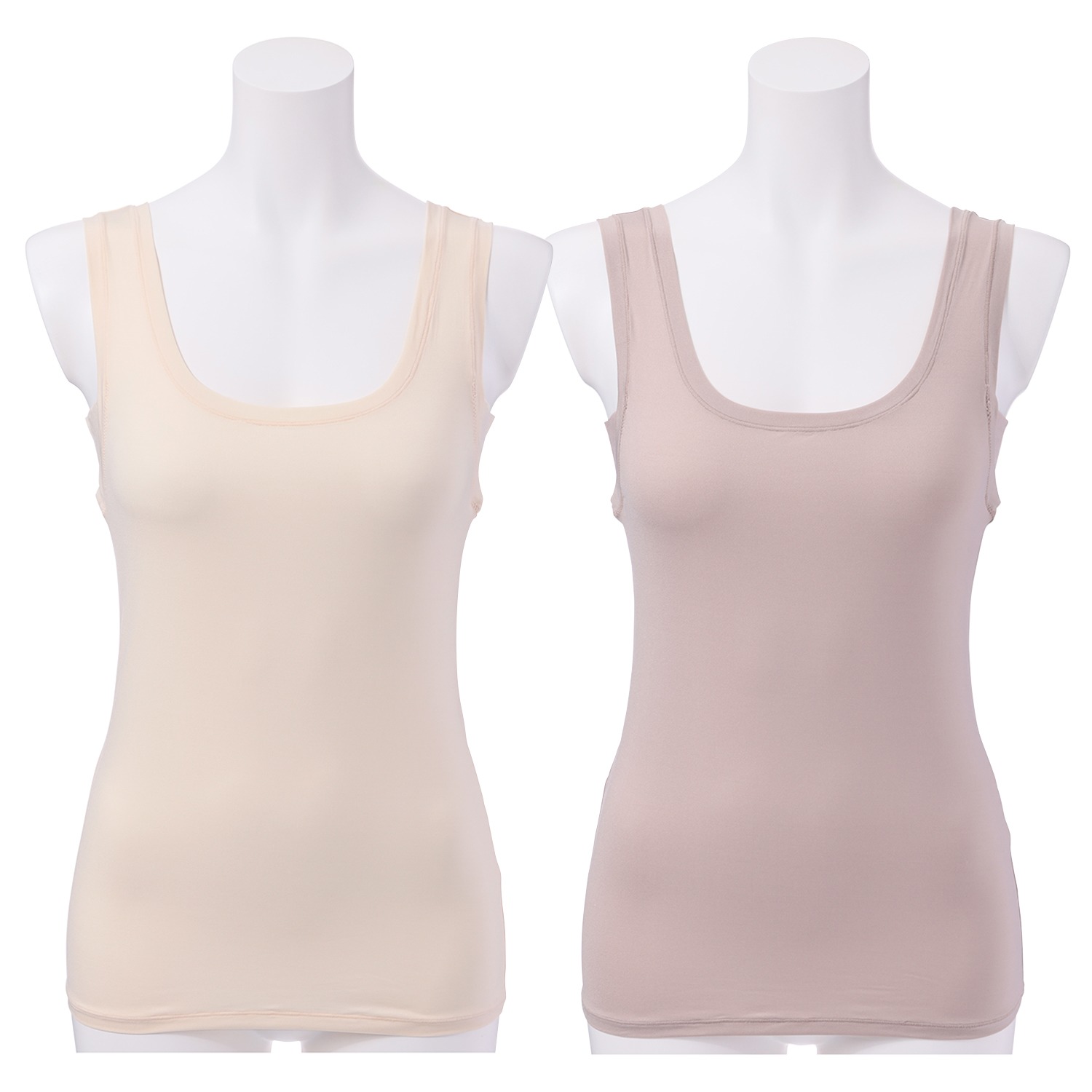 マリランテ 薄くて軽くてよく伸びる 軽フワな着心地 脇汗パッド付タンクトップ ２枚セット
