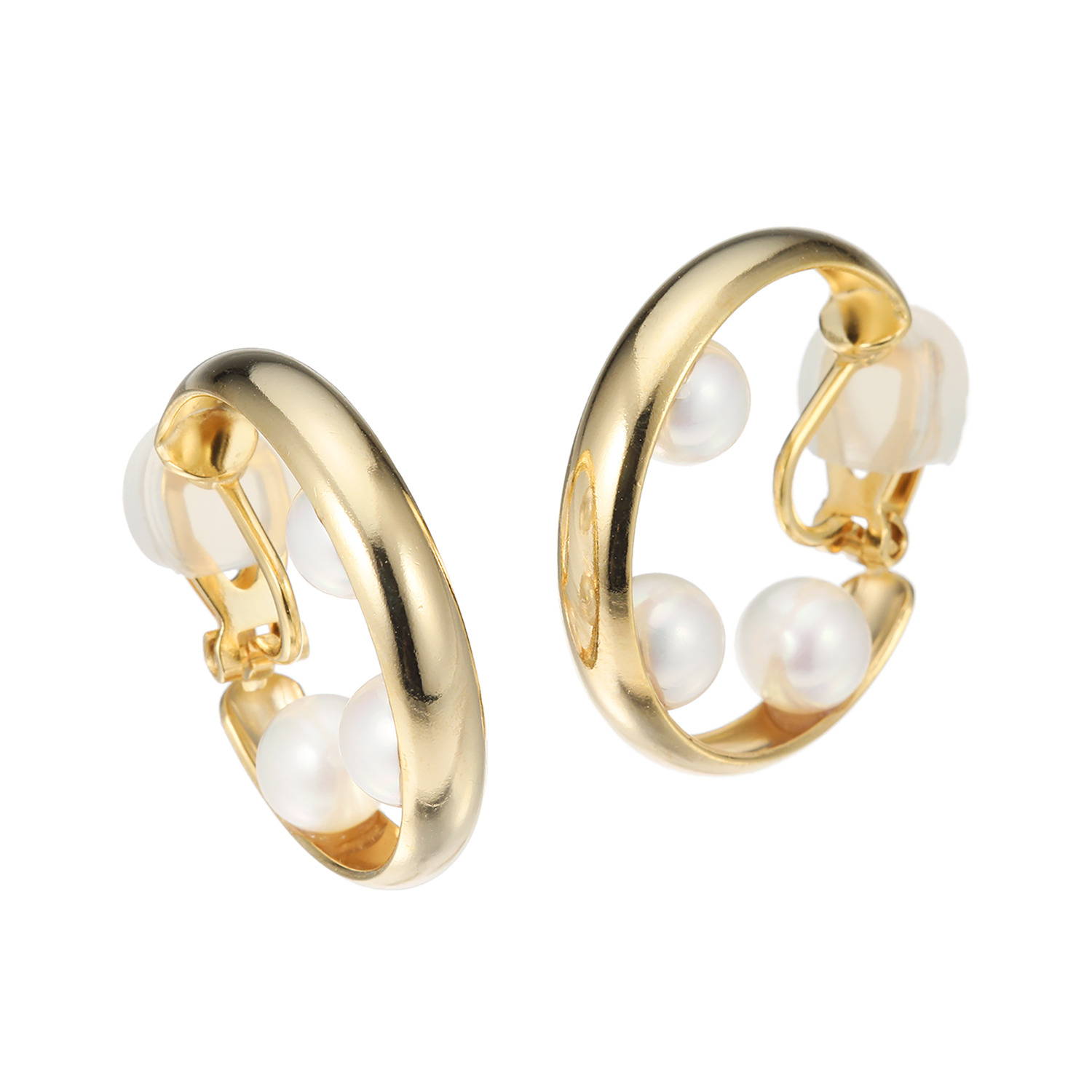 シマ・リリアーナ パールビジュウ付 フープイヤリング／ピアス