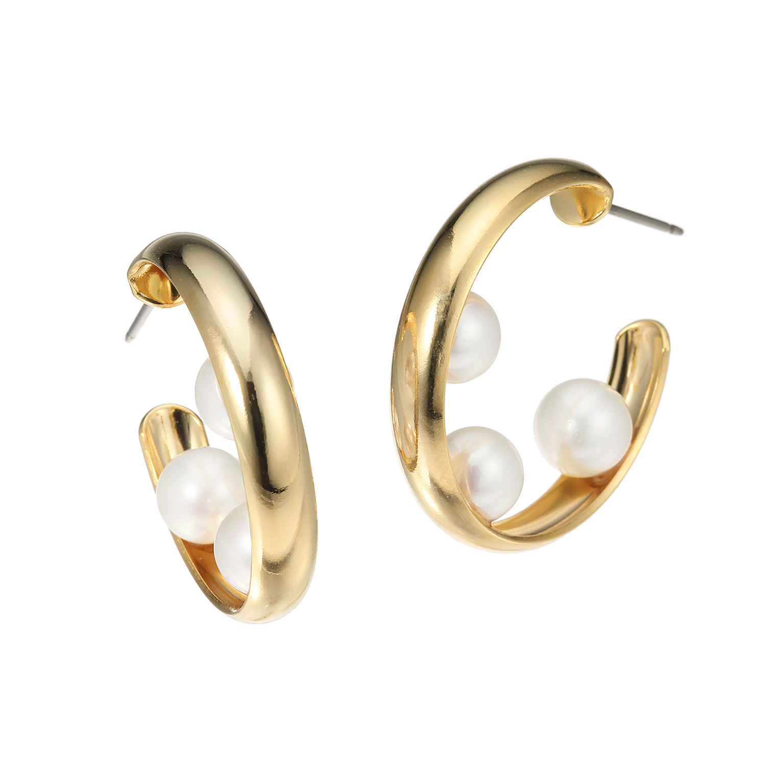 シマ・リリアーナ パールビジュウ付 フープイヤリング／ピアス