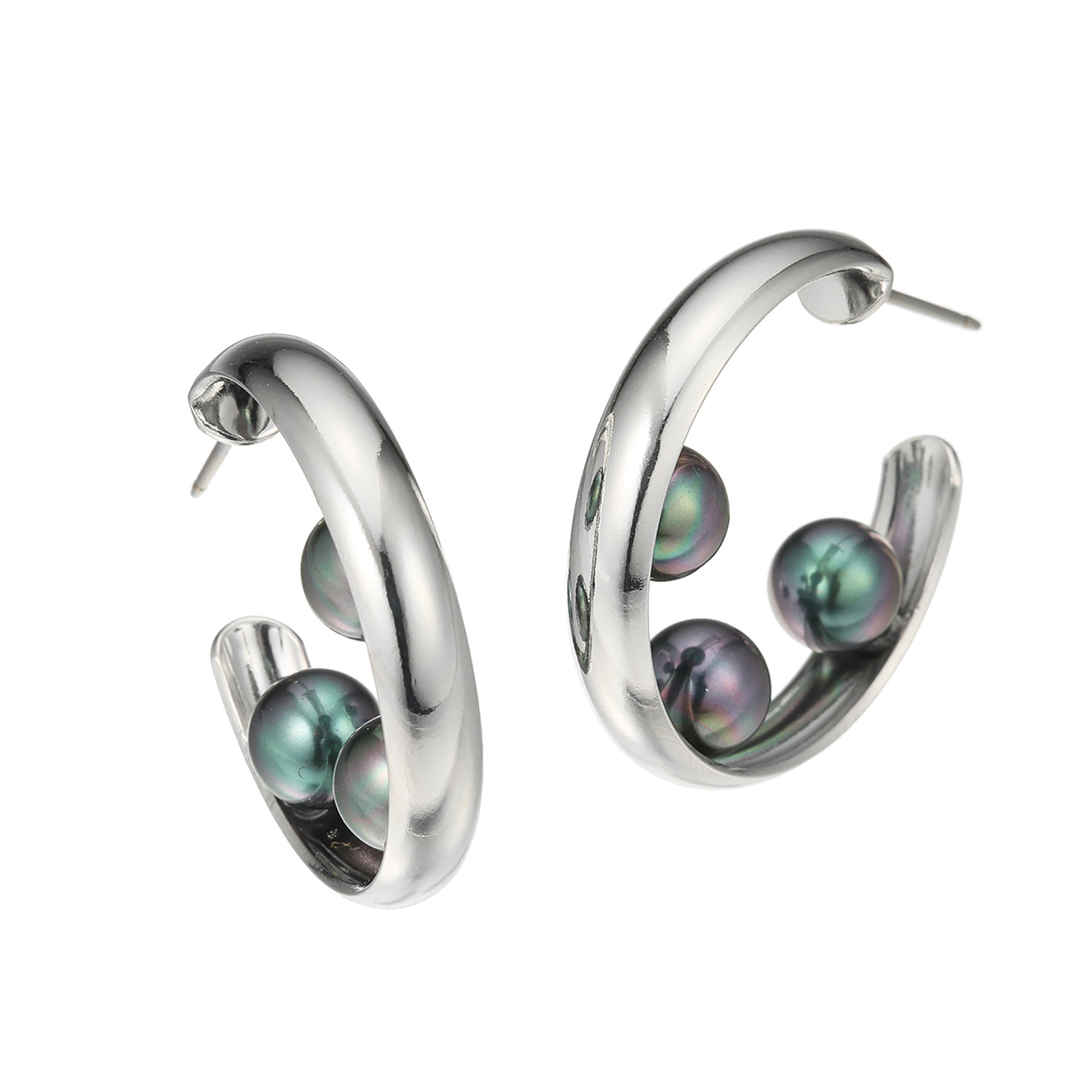 シマ・リリアーナ パールビジュウ付 フープイヤリング／ピアス