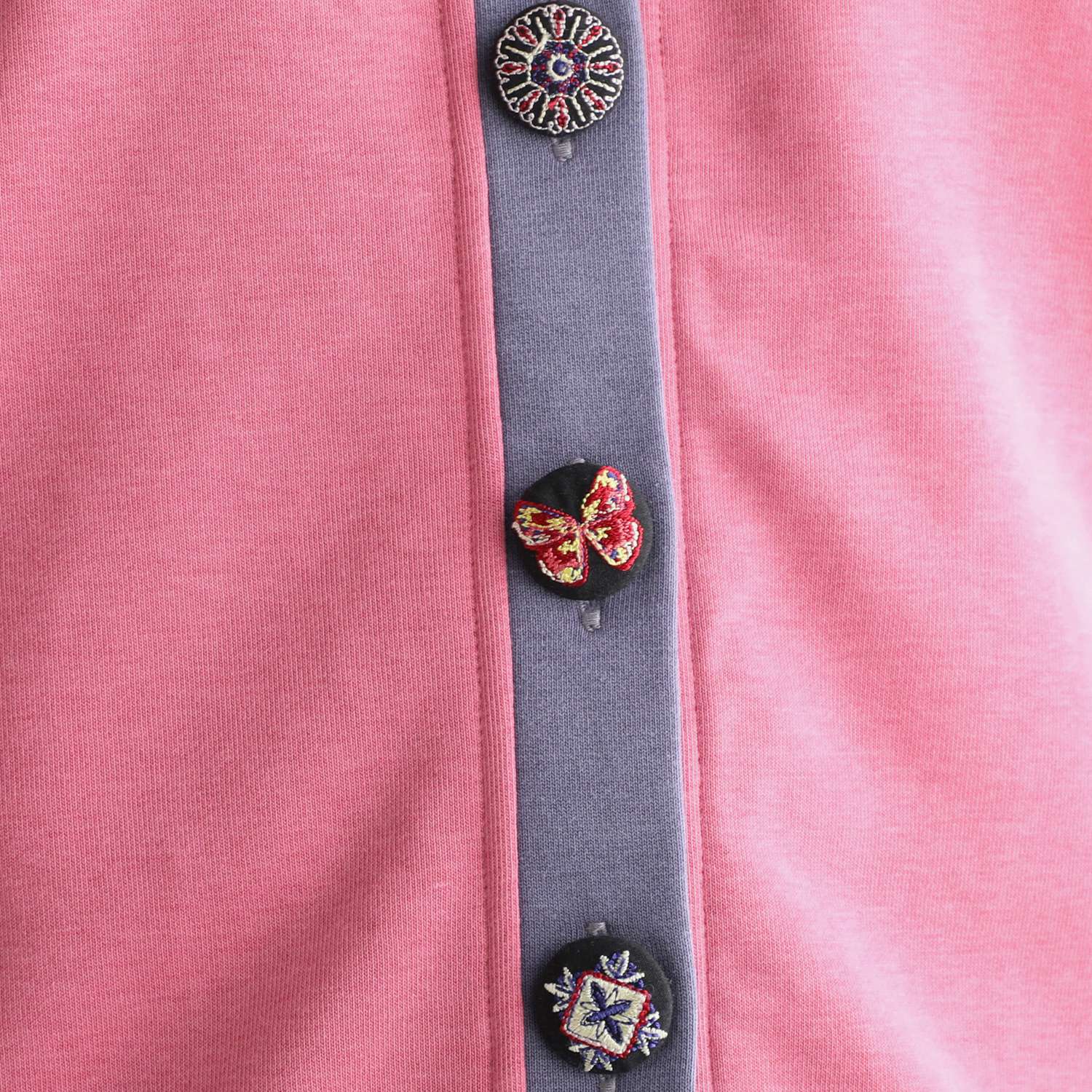 スカラー 裏毛 刺しゅうクルミボタン カーディガン