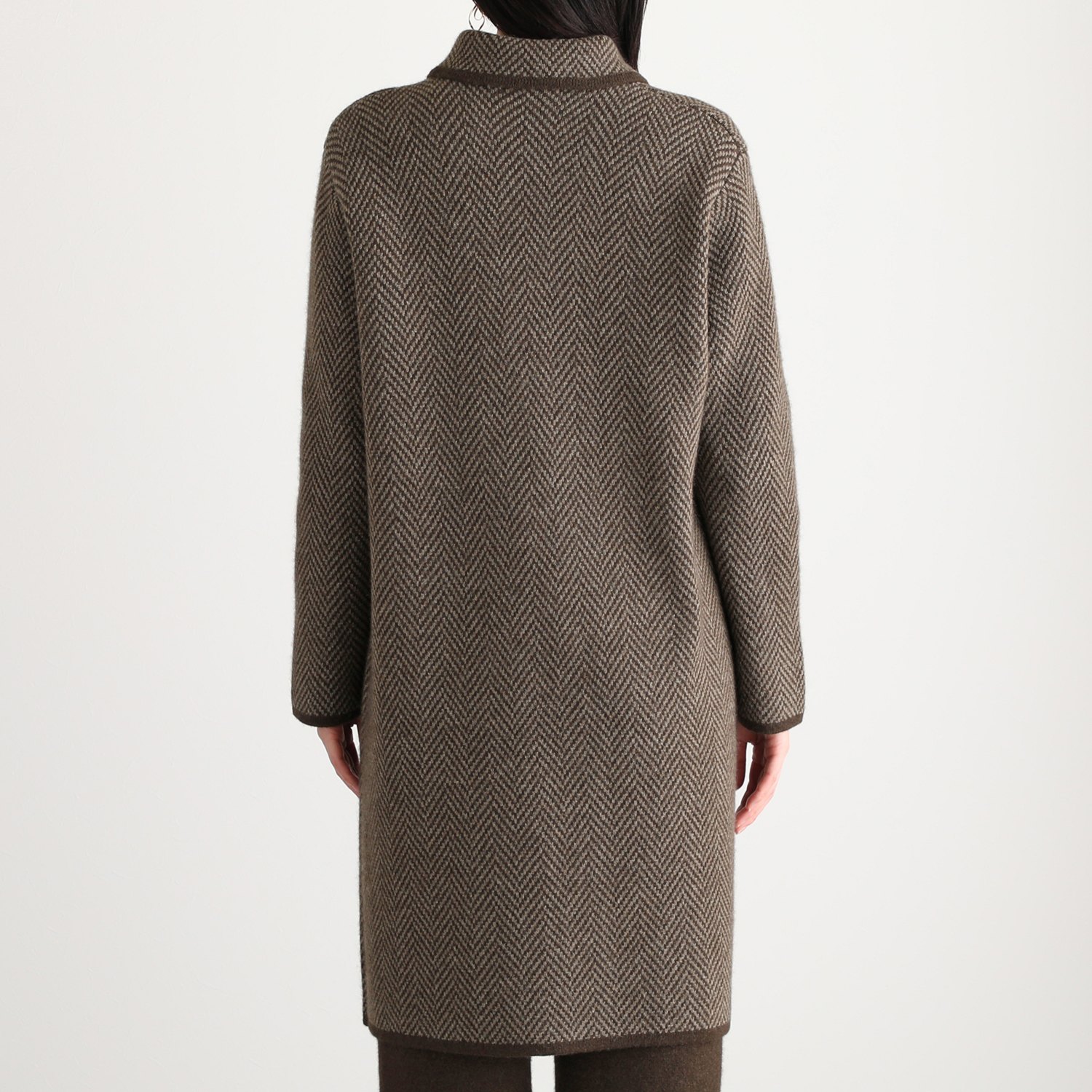 ネイチャーズ 無染色ヤク ヘリンボーン柄 ジャガードコート