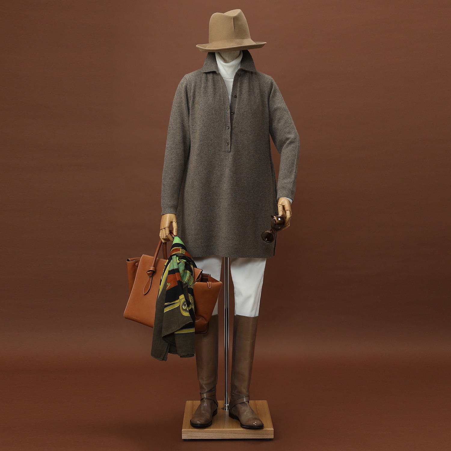 ネイチャーズ 無染色ヤク 襟付チュニック