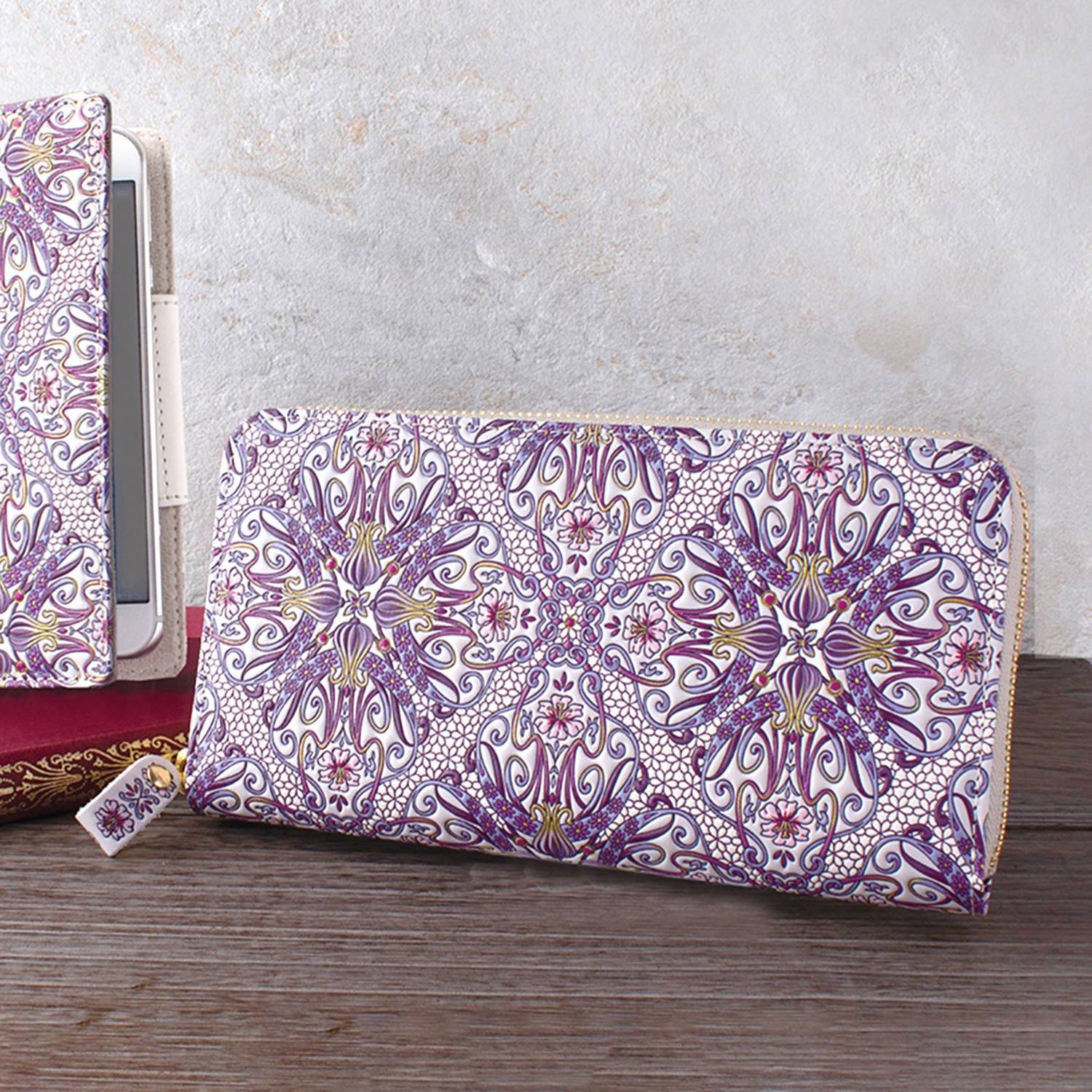 浅草文庫 牛革 ラウンドファスナー長財布 ＜アールヌーボー＞