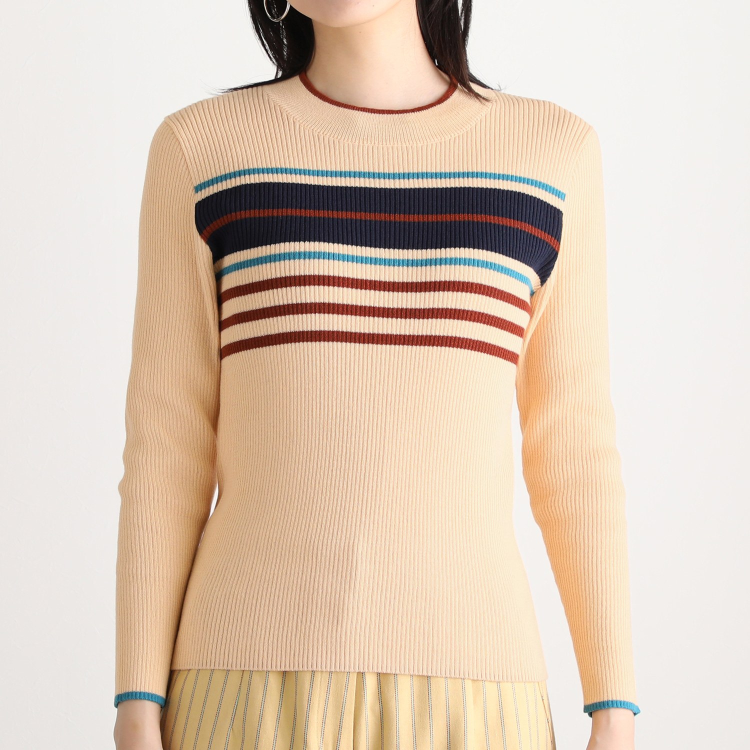 エムジェイアール　バイ マチコ　ジント　ロンドン パネルボーダー リブニットプルオーバー