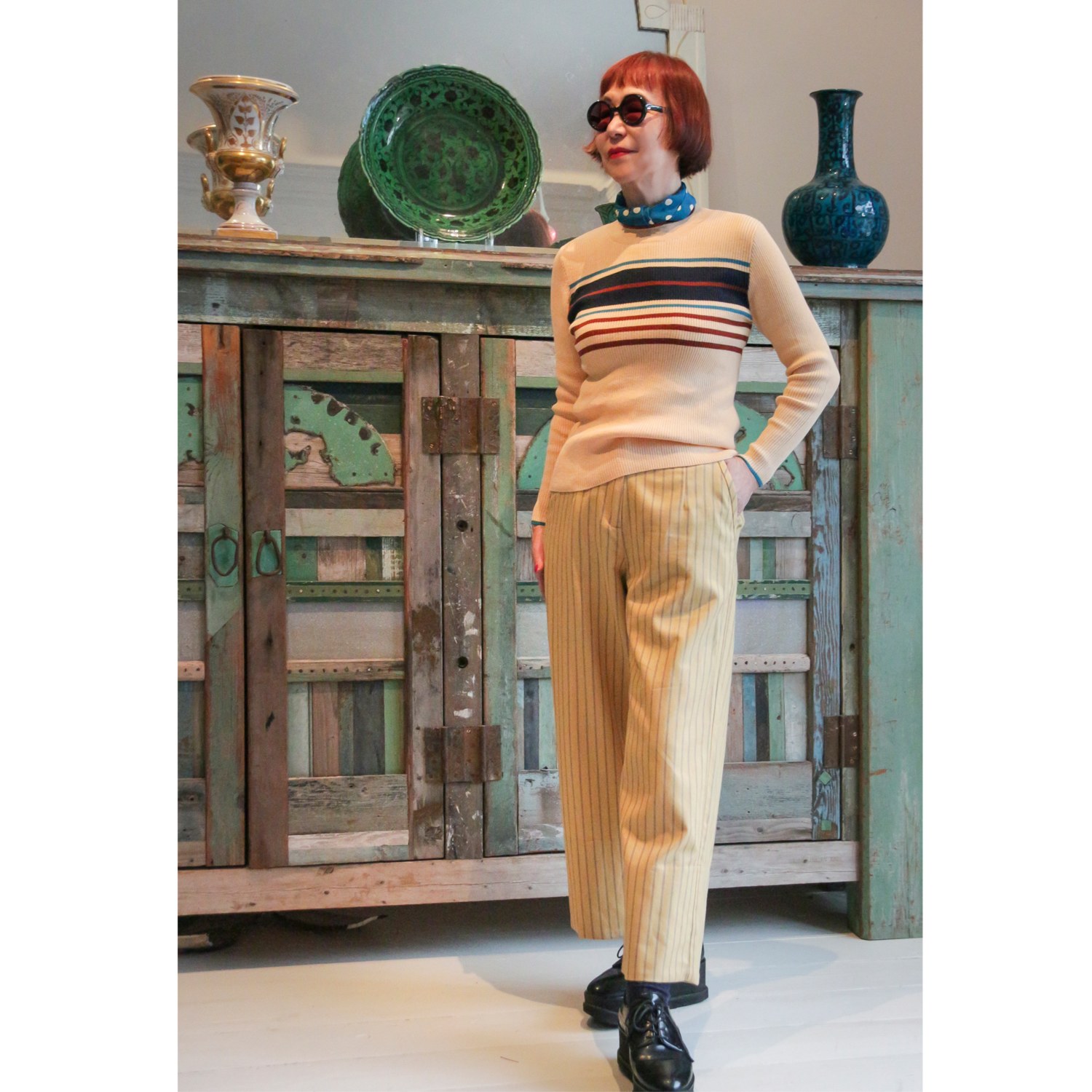 エムジェイアール　バイ マチコ　ジント　ロンドン パネルボーダー リブニットプルオーバー