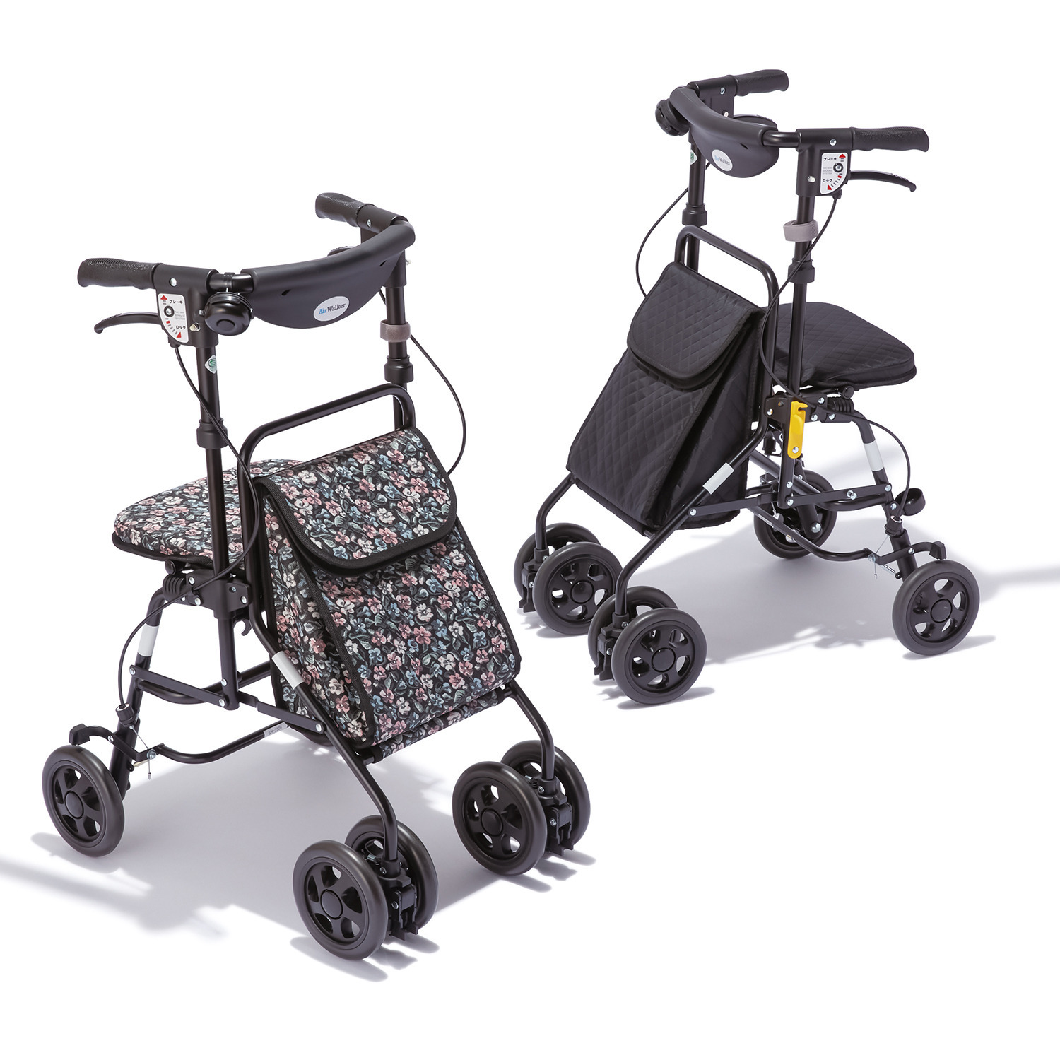 歩くことが楽しく快適に！ シルバーカー エアウォーカー ＜大型保冷バッグタイプ＞＆大型専用 レインカバーセット