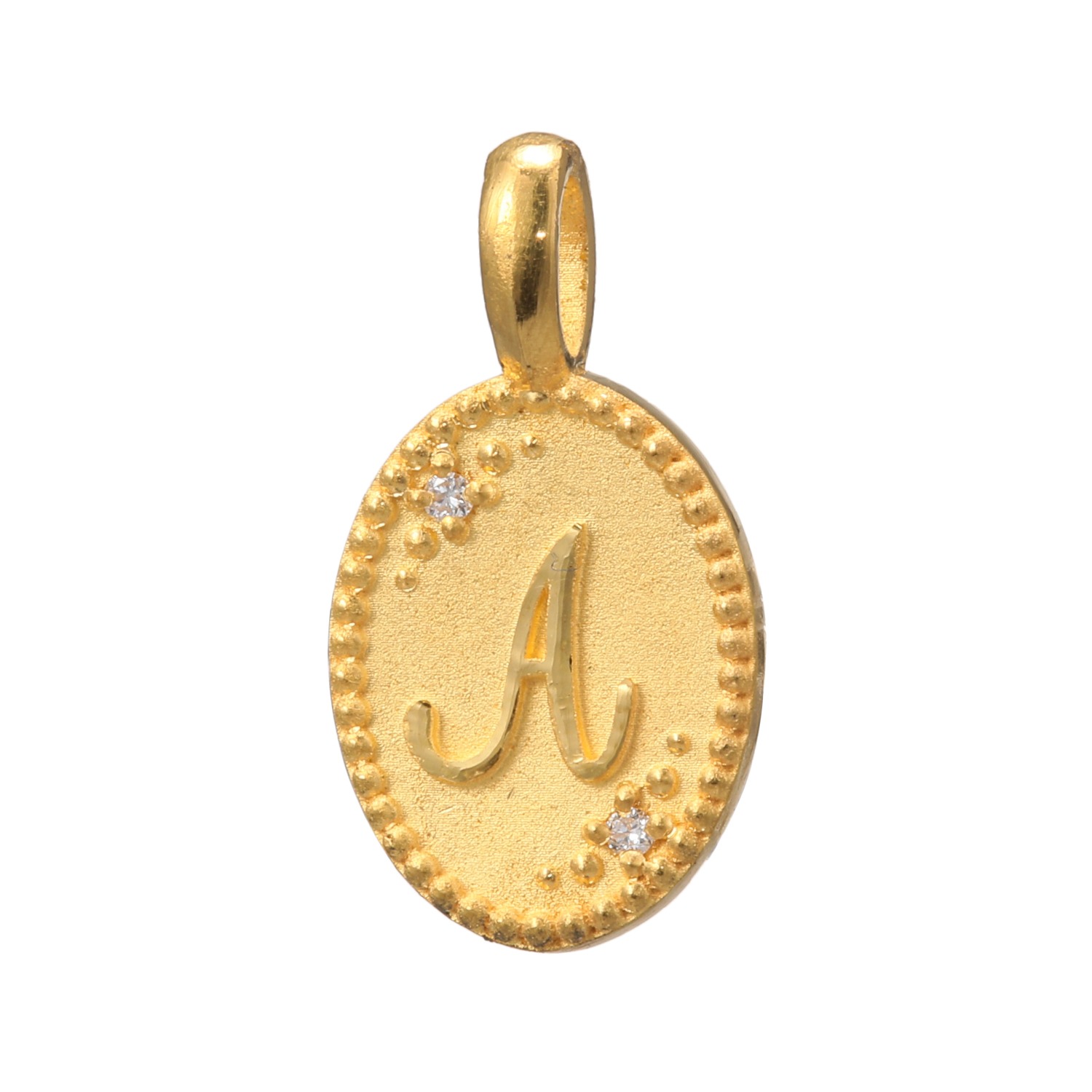 ピュールゴールドジャパン 純金＆天然ダイヤモンド オーバルデザイン イニシャル ペンダントトップ