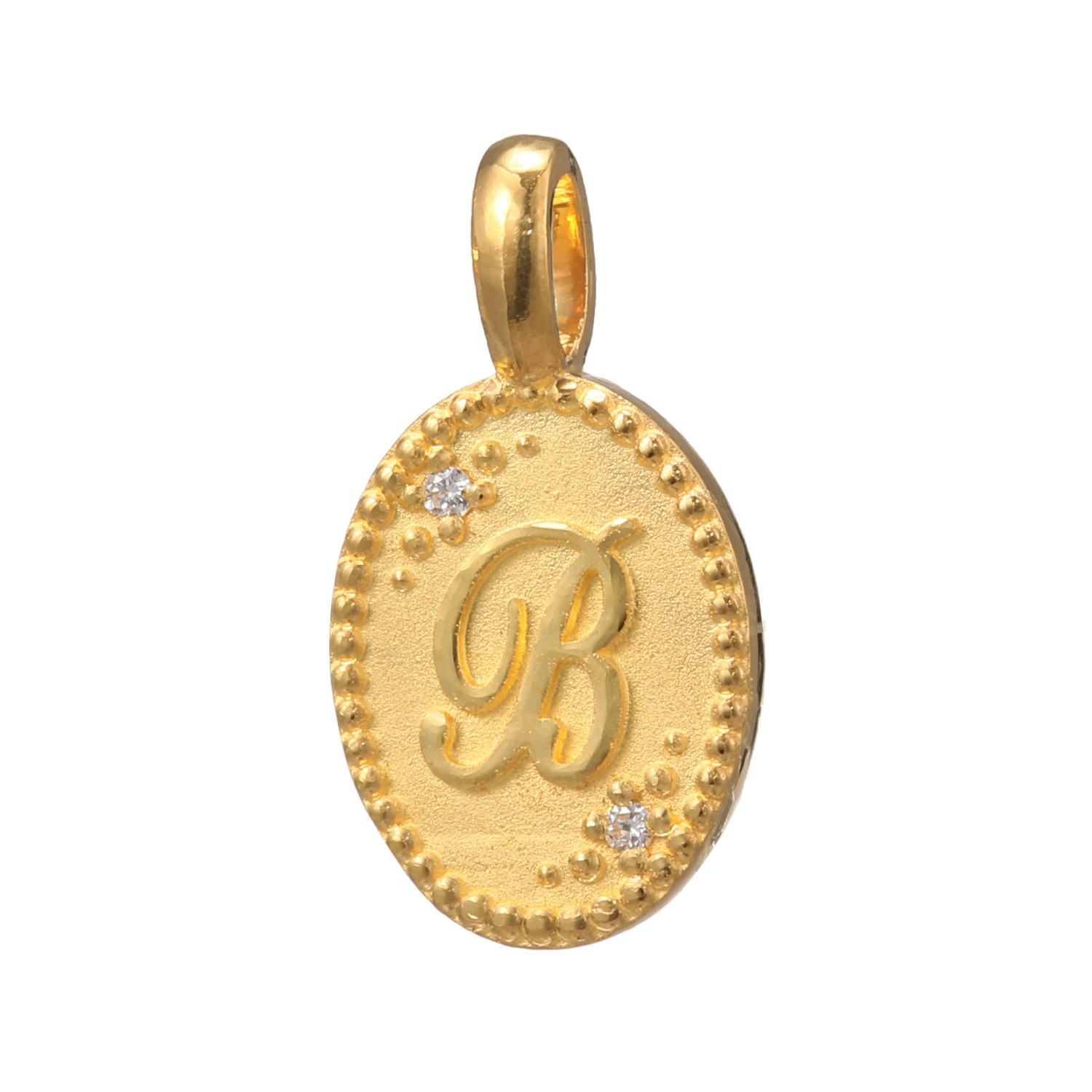 ピュールゴールドジャパン 純金＆天然ダイヤモンド オーバルデザイン イニシャル ペンダントトップ