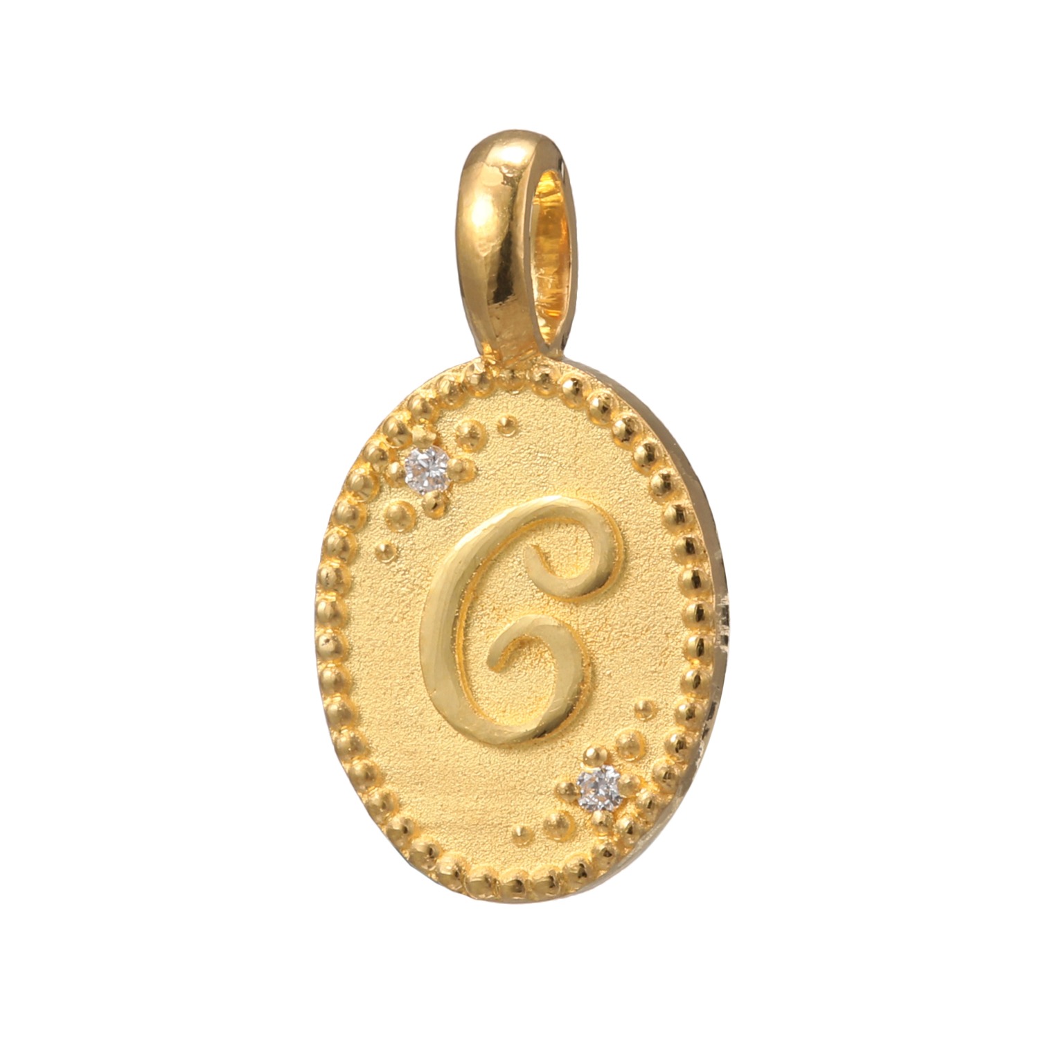 ピュールゴールドジャパン 純金＆天然ダイヤモンド オーバルデザイン イニシャル ペンダントトップ
