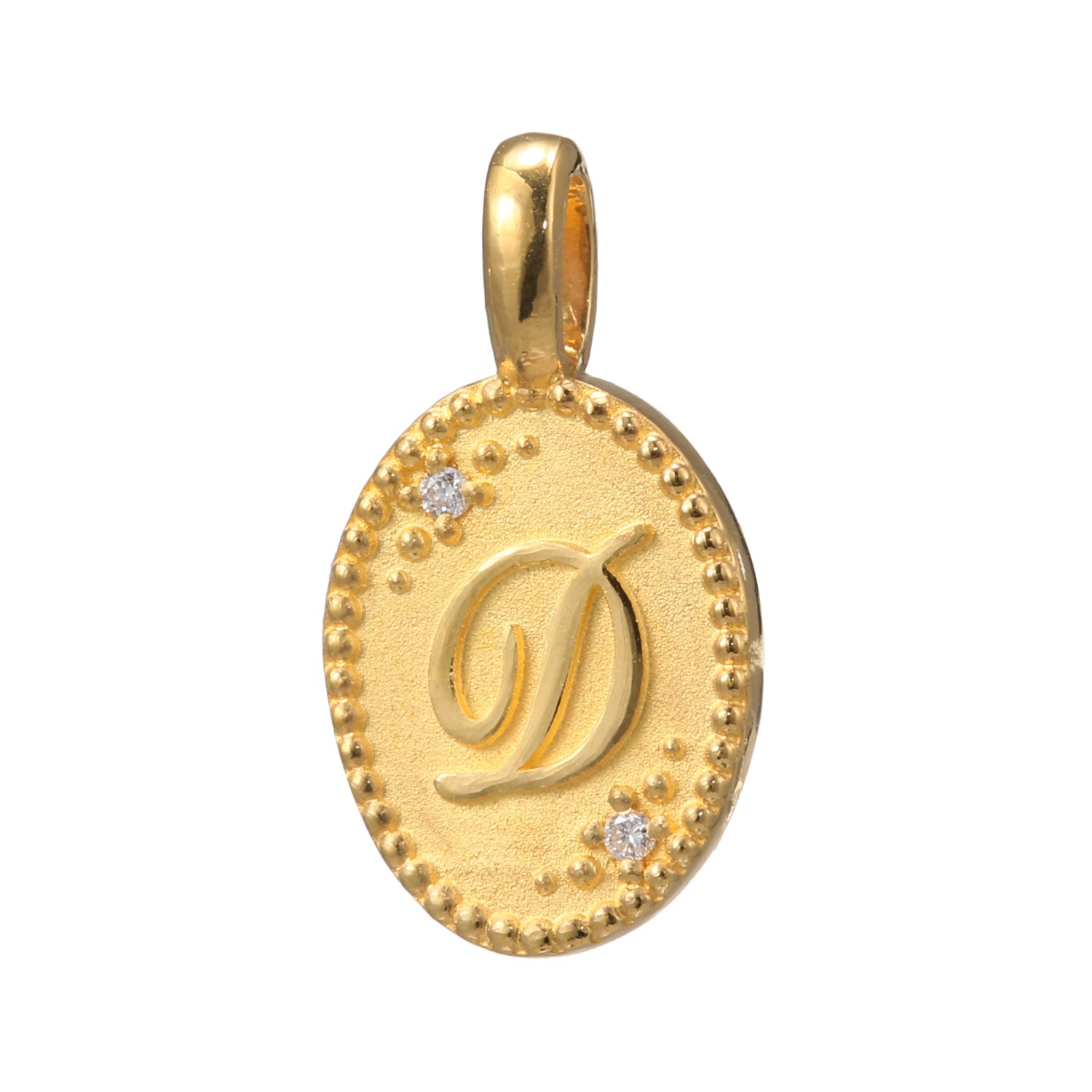 ピュールゴールドジャパン 純金＆天然ダイヤモンド オーバルデザイン イニシャル ペンダントトップ