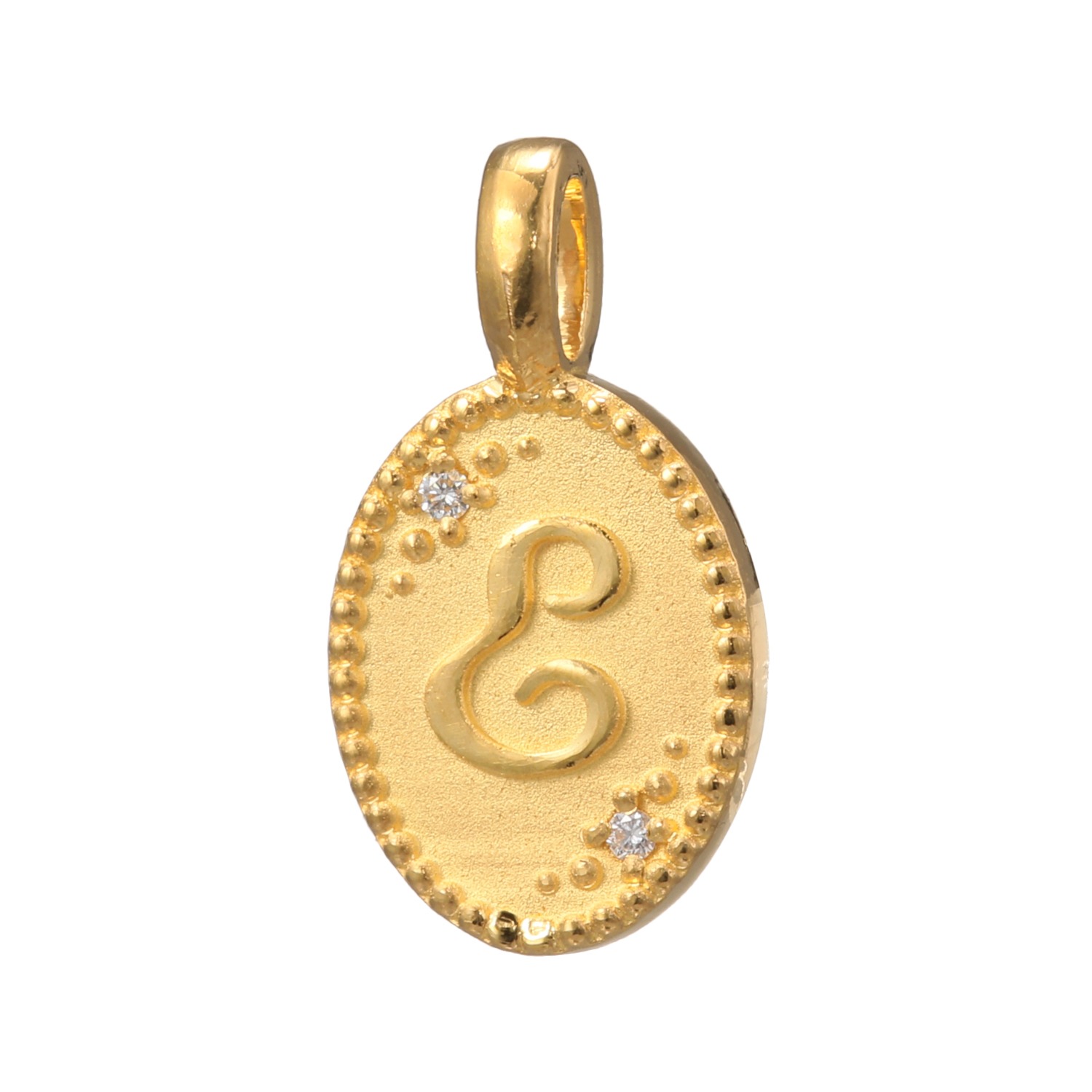 ピュールゴールドジャパン 純金＆天然ダイヤモンド オーバルデザイン イニシャル ペンダントトップ