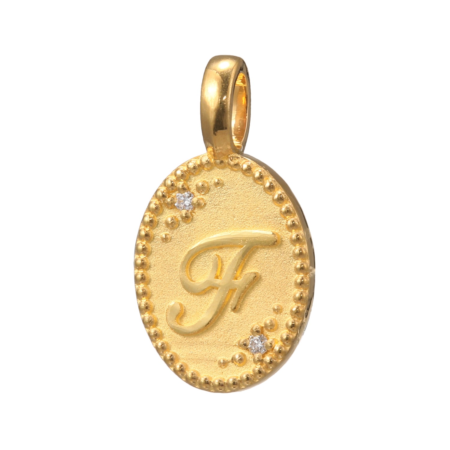 ピュールゴールドジャパン 純金＆天然ダイヤモンド オーバルデザイン イニシャル ペンダントトップ