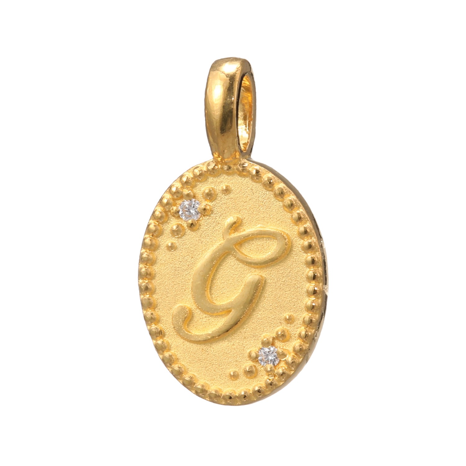 ピュールゴールドジャパン 純金＆天然ダイヤモンド オーバルデザイン イニシャル ペンダントトップ