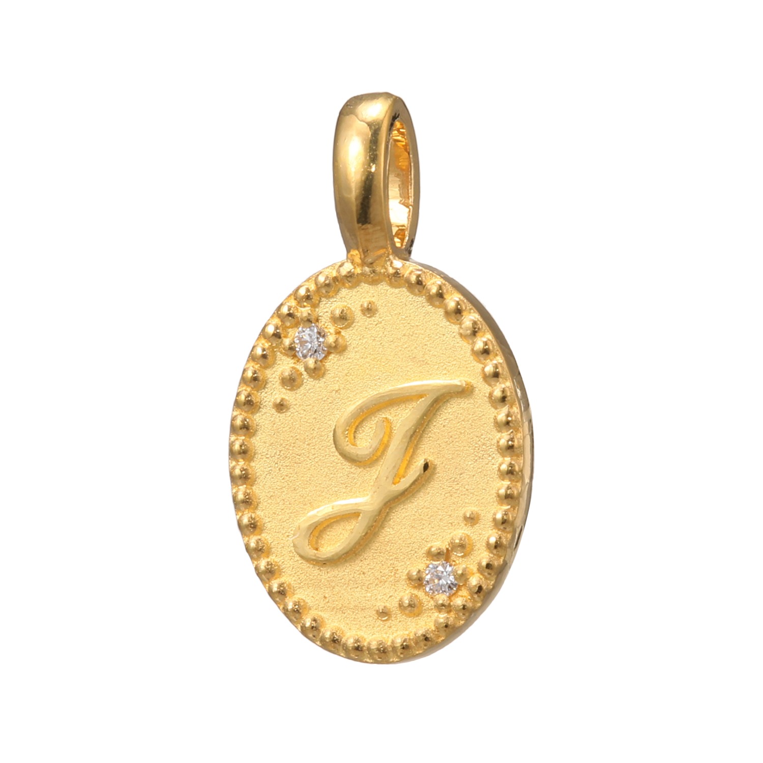 ピュールゴールドジャパン 純金＆天然ダイヤモンド オーバルデザイン イニシャル ペンダントトップ