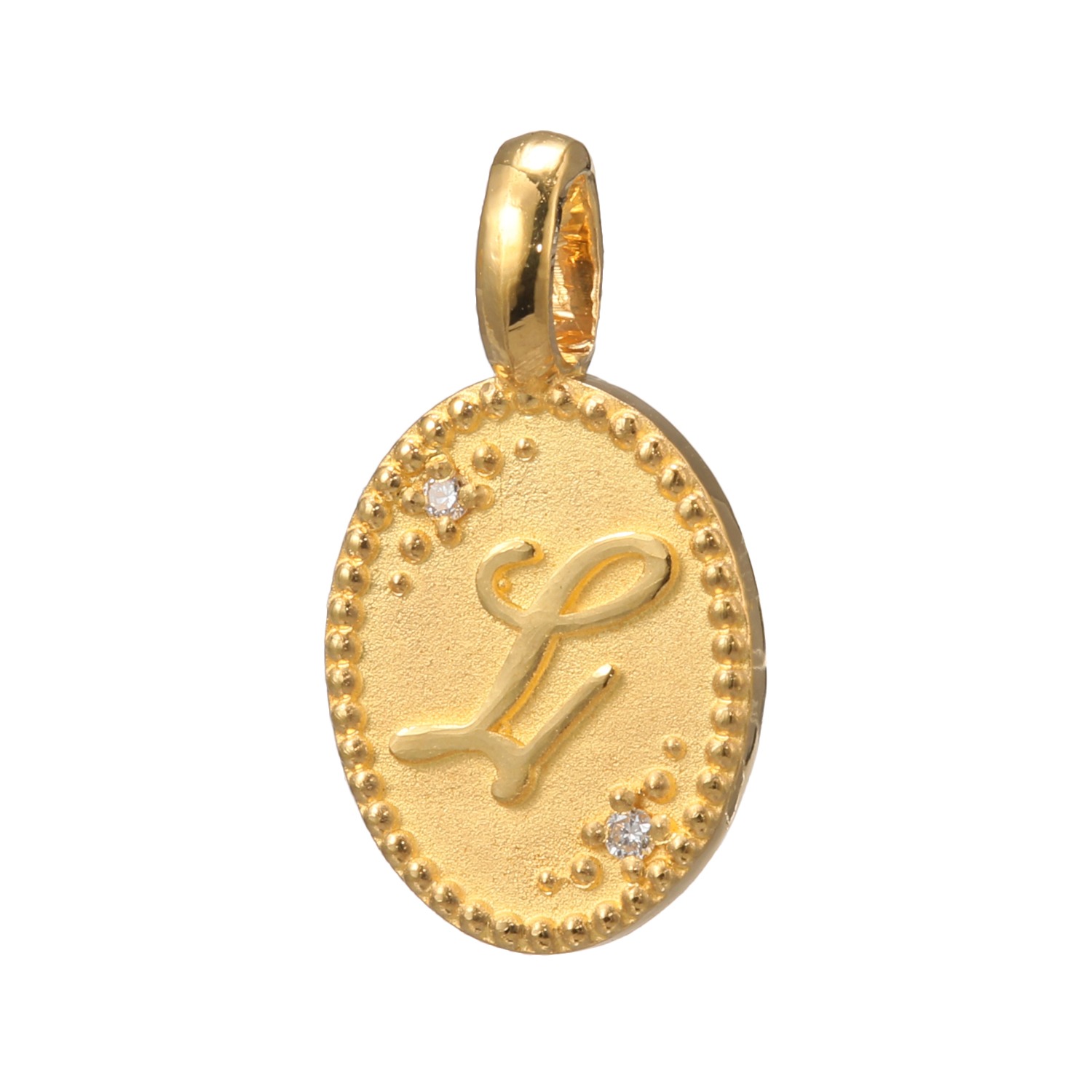 ピュールゴールドジャパン 純金＆天然ダイヤモンド オーバルデザイン イニシャル ペンダントトップ