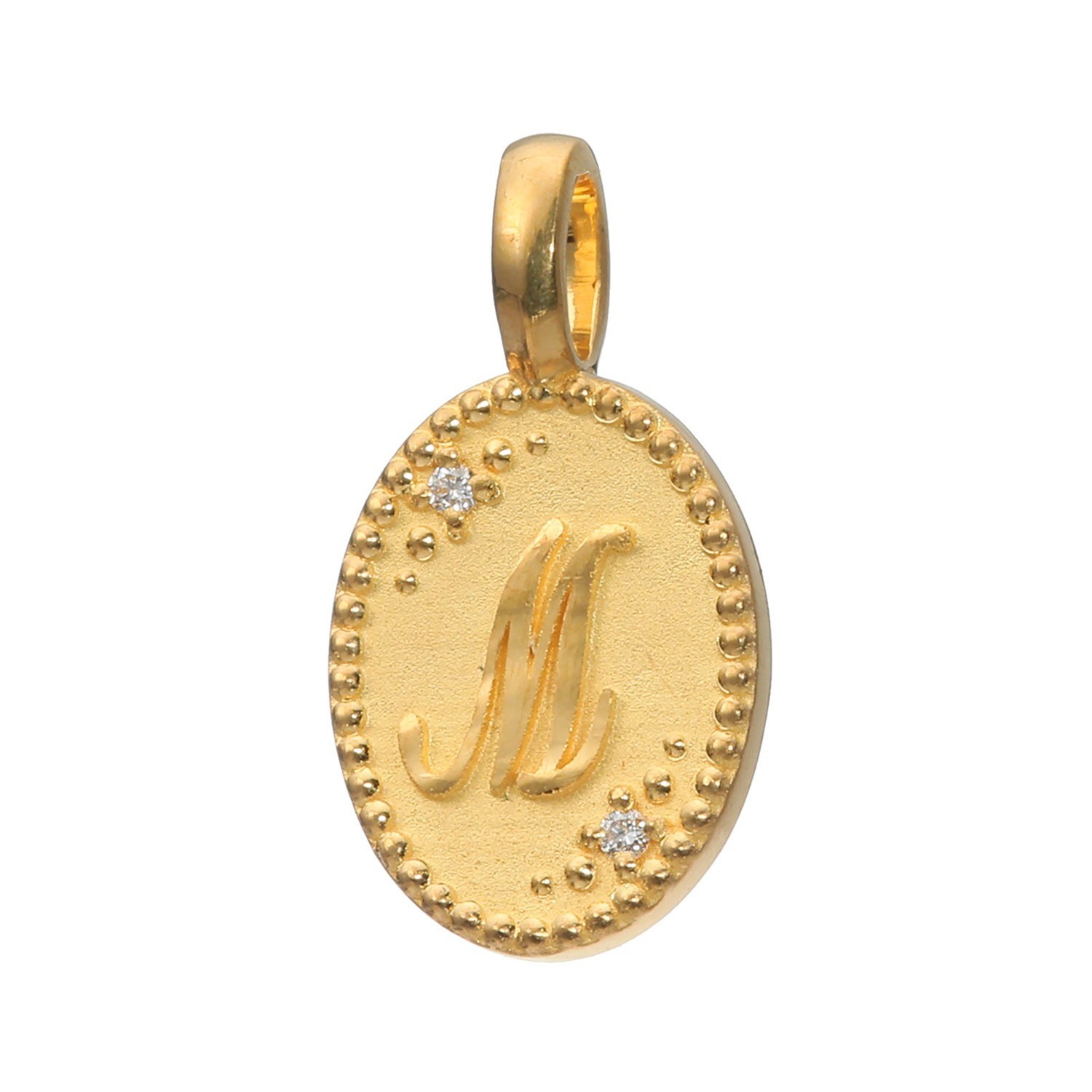 ピュールゴールドジャパン 純金＆天然ダイヤモンド オーバルデザイン イニシャル ペンダントトップ