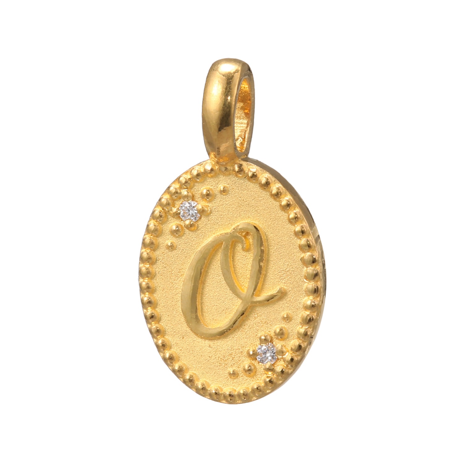 ピュールゴールドジャパン 純金＆天然ダイヤモンド オーバルデザイン イニシャル ペンダントトップ