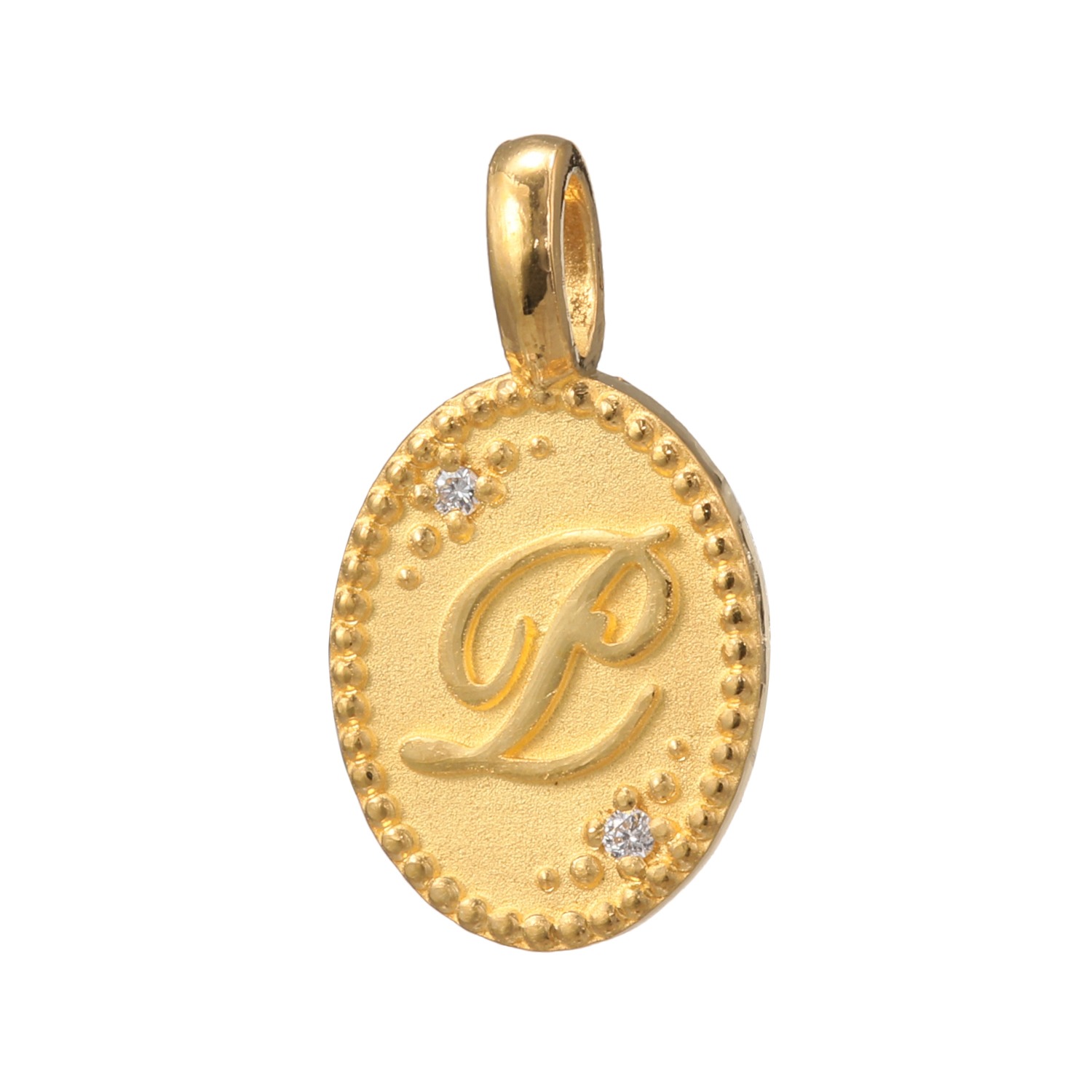 ピュールゴールドジャパン 純金＆天然ダイヤモンド オーバルデザイン イニシャル ペンダントトップ