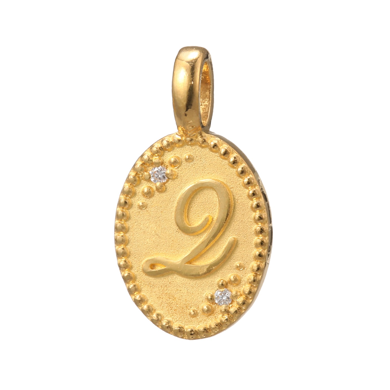 ピュールゴールドジャパン 純金＆天然ダイヤモンド オーバルデザイン イニシャル ペンダントトップ