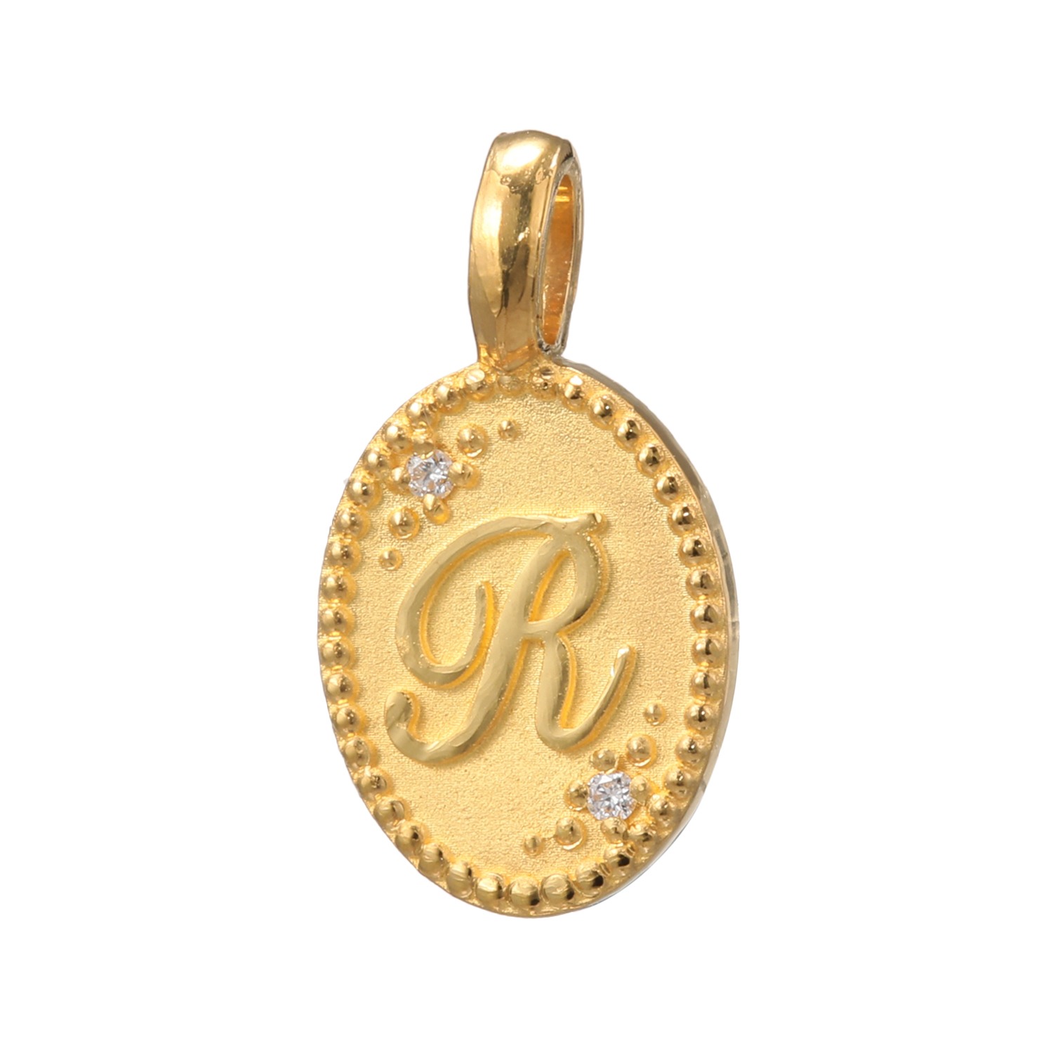 ピュールゴールドジャパン 純金＆天然ダイヤモンド オーバルデザイン イニシャル ペンダントトップ