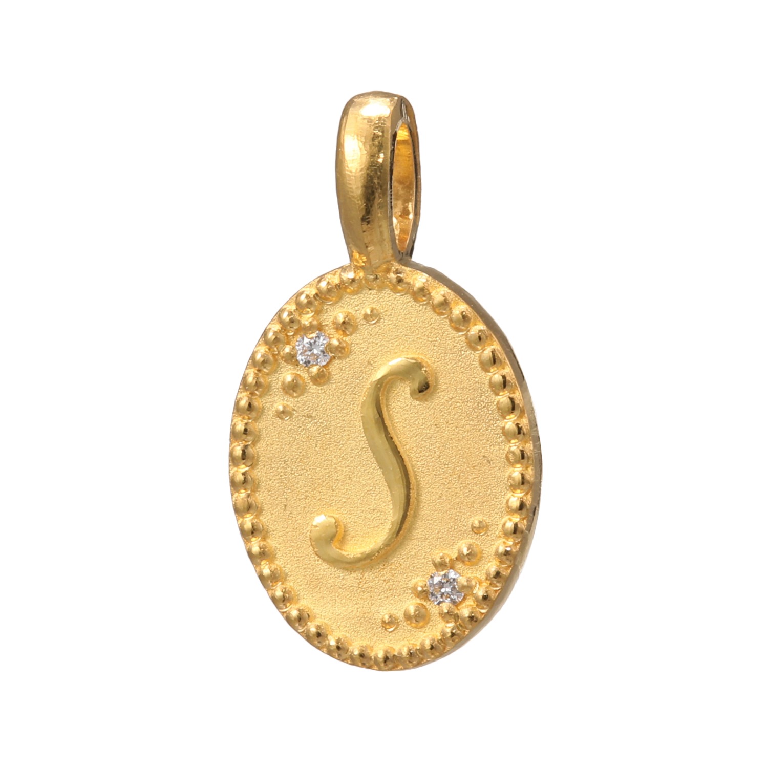 ピュールゴールドジャパン 純金＆天然ダイヤモンド オーバルデザイン イニシャル ペンダントトップ