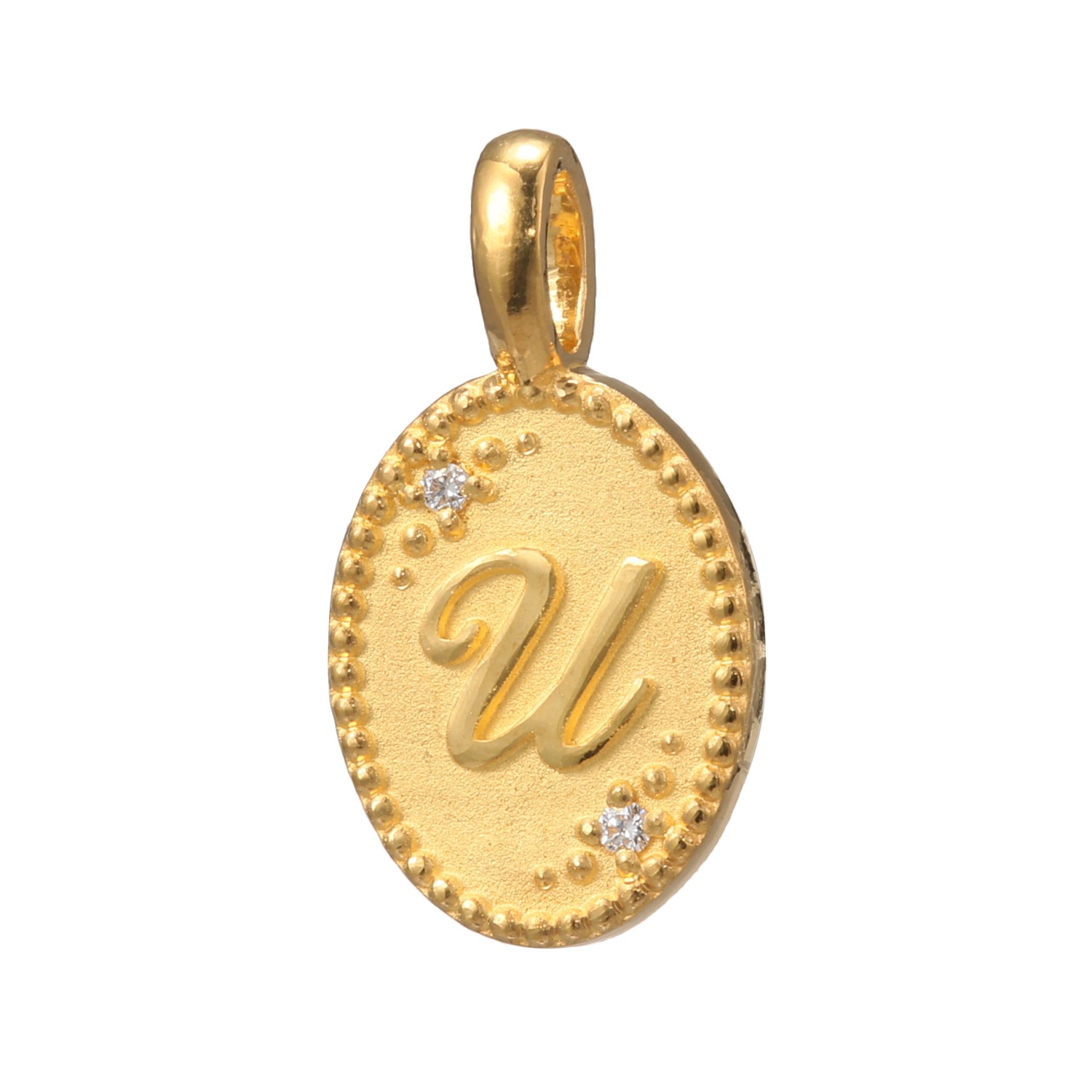 ピュールゴールドジャパン 純金＆天然ダイヤモンド オーバルデザイン イニシャル ペンダントトップ