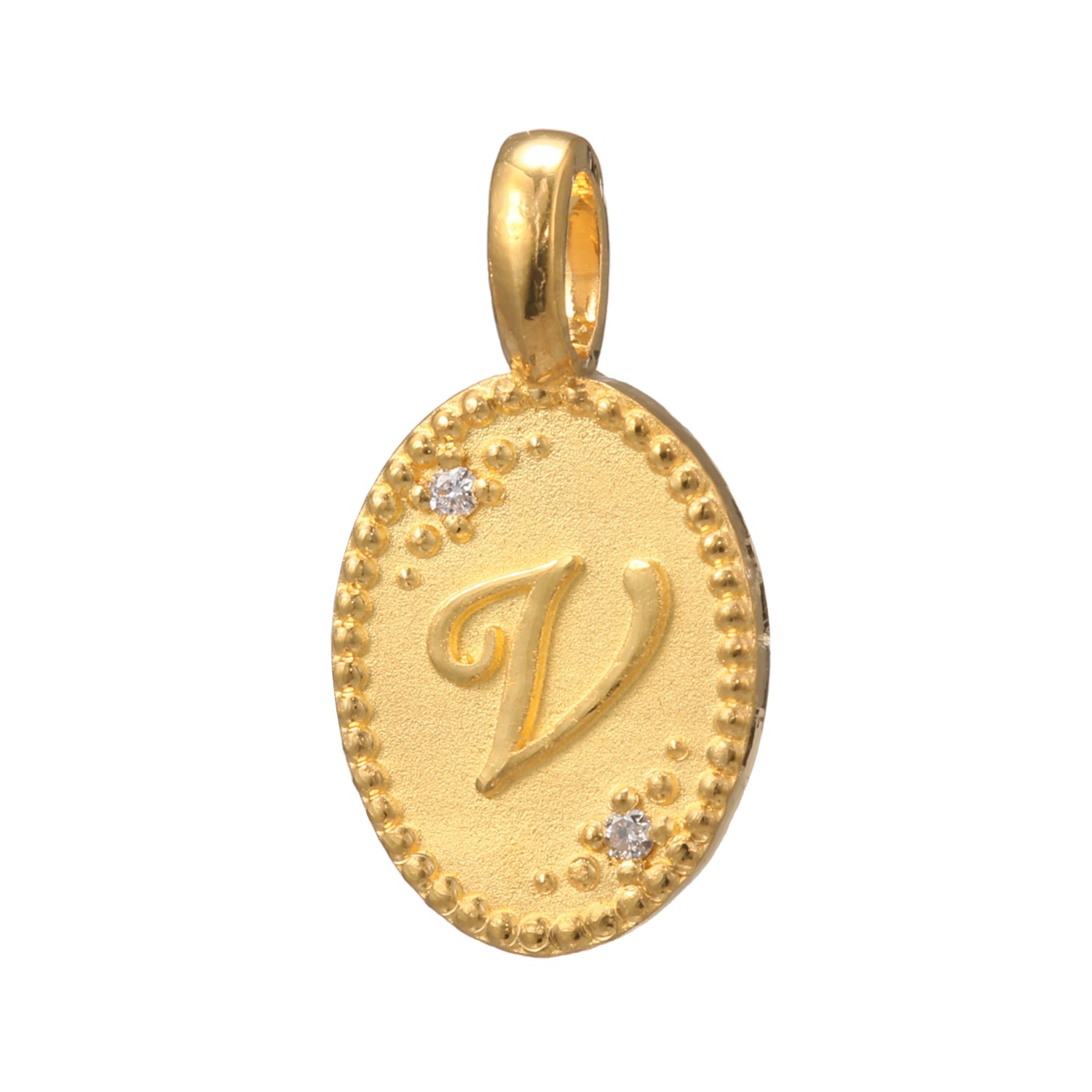 ピュールゴールドジャパン 純金＆天然ダイヤモンド オーバルデザイン イニシャル ペンダントトップ