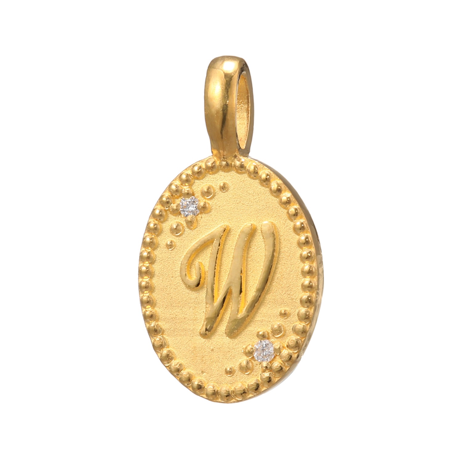 ピュールゴールドジャパン 純金＆天然ダイヤモンド オーバルデザイン イニシャル ペンダントトップ