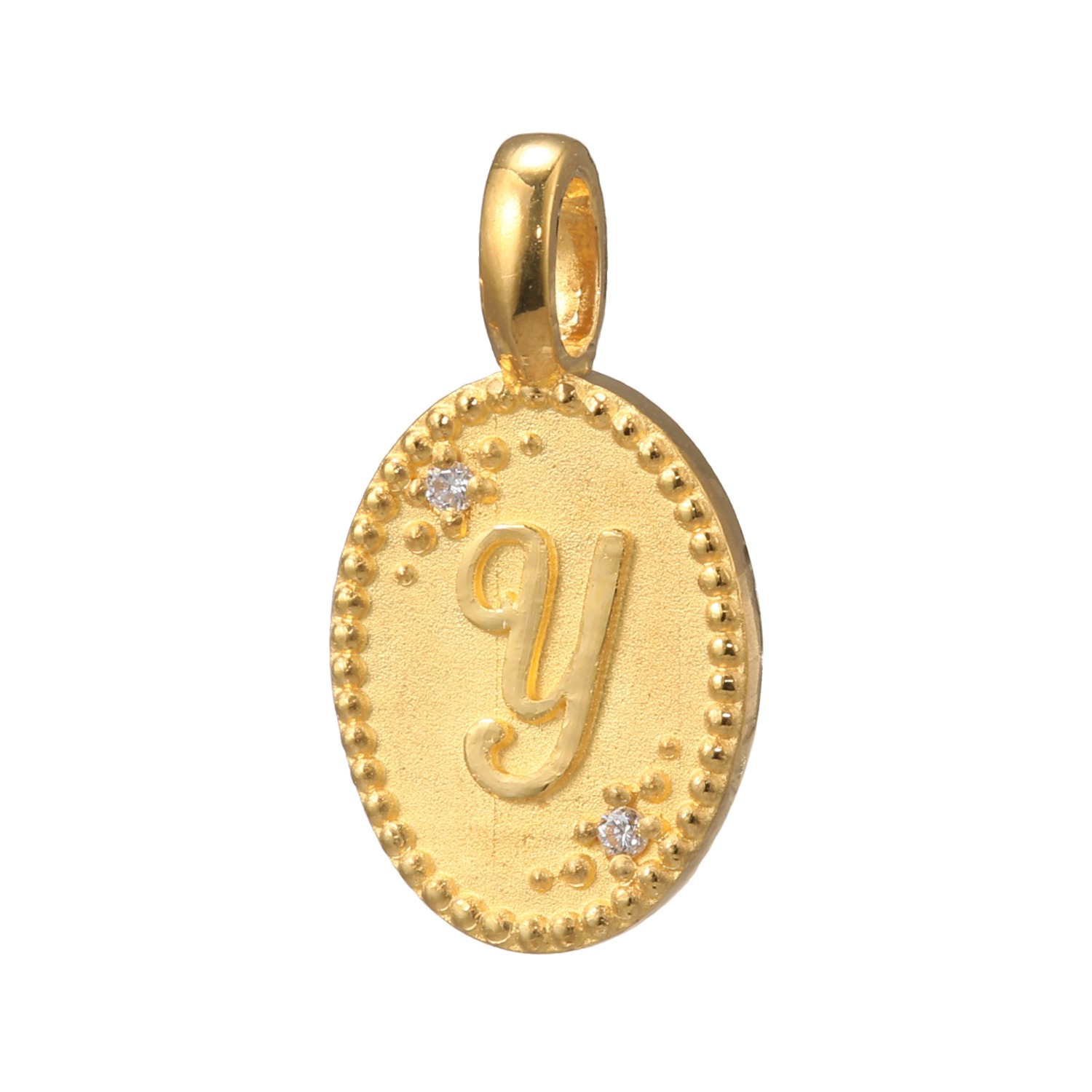 ピュールゴールドジャパン 純金＆天然ダイヤモンド オーバルデザイン イニシャル ペンダントトップ