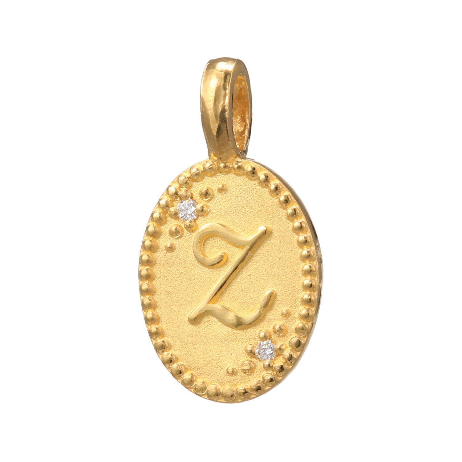 ピュールゴールドジャパン 純金＆天然ダイヤモンド オーバルデザイン イニシャル ペンダントトップ