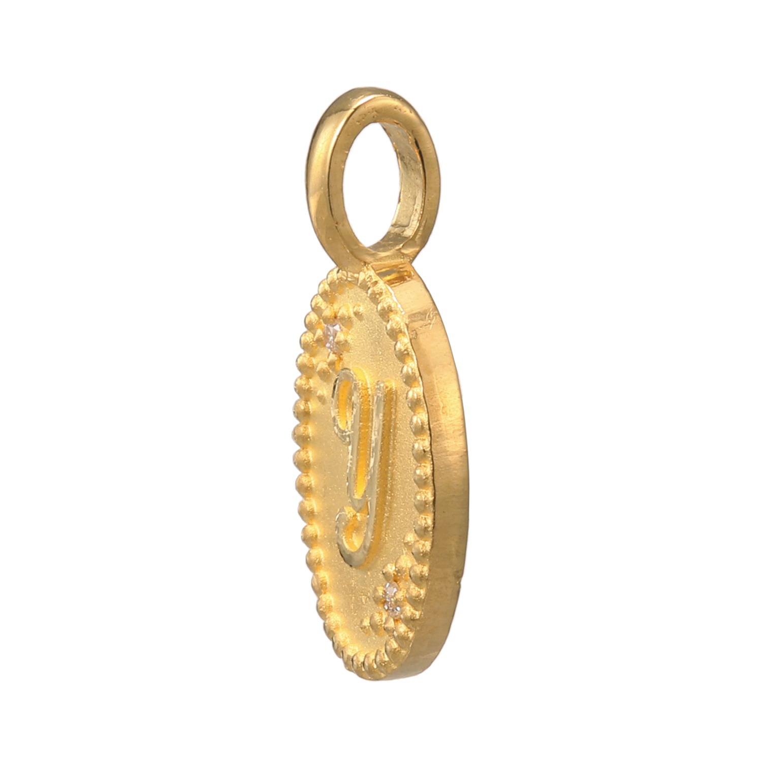 ピュールゴールドジャパン 純金＆天然ダイヤモンド オーバルデザイン イニシャル ペンダントトップ