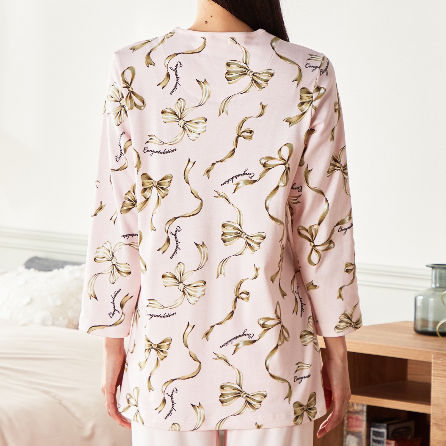 ＷＩＮＤ コットン１００％ スムース リボン柄パジャマ