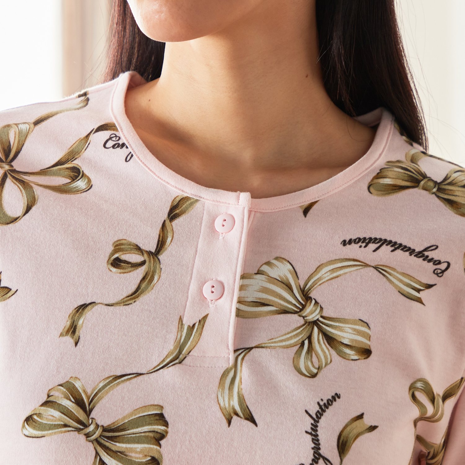 ＷＩＮＤ コットン１００％ スムース リボン柄パジャマ