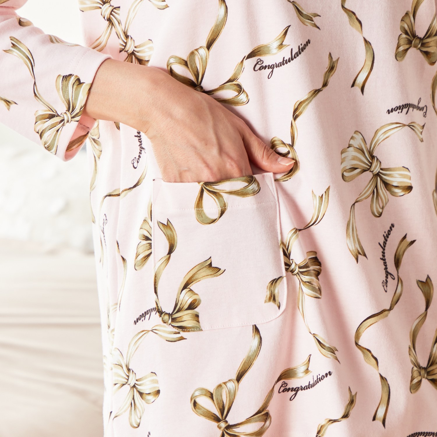 ＷＩＮＤ コットン１００％ スムース リボン柄パジャマ