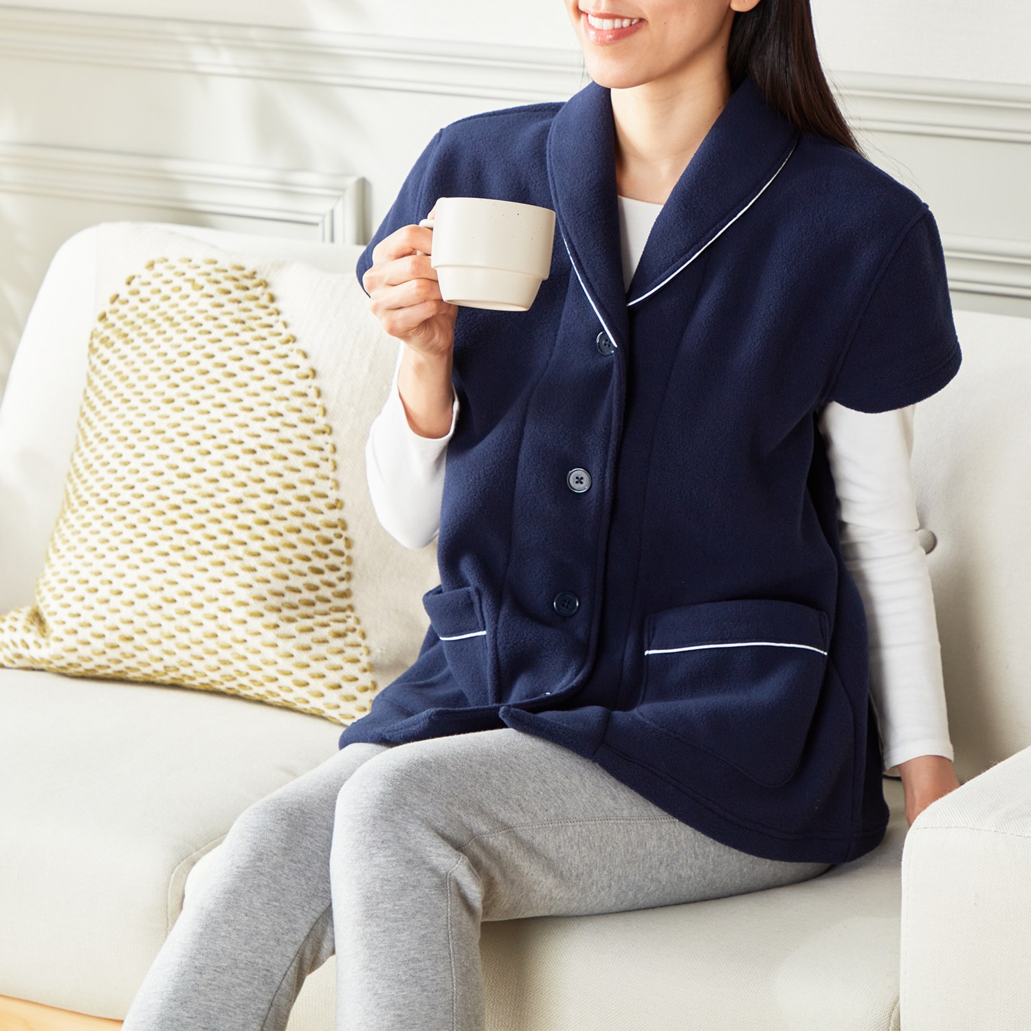 ＷＩＮＤ 静電気抑制フリース 肩まであったか フレンチスリーブベスト