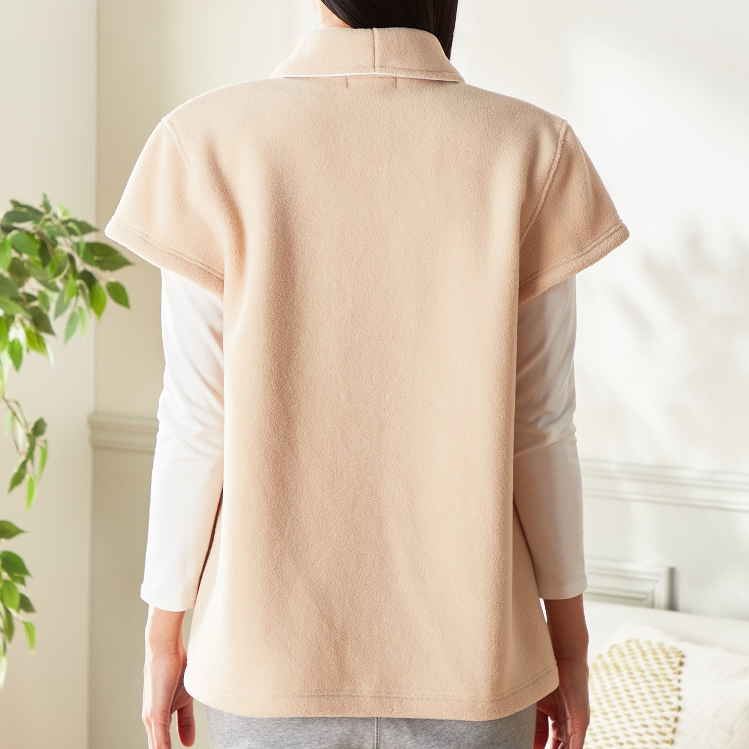 ＷＩＮＤ 静電気抑制フリース 肩まであったか フレンチスリーブベスト