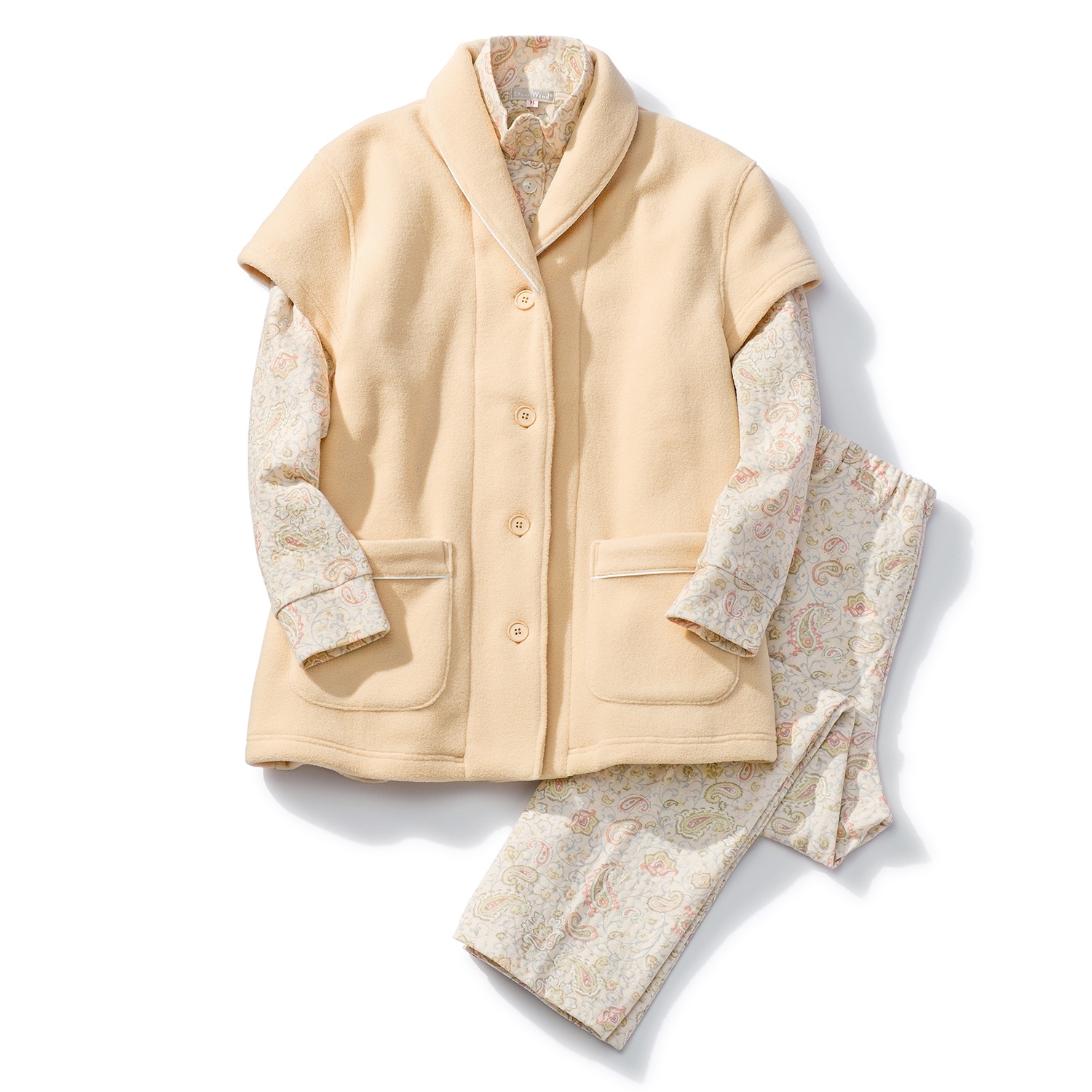 ＷＩＮＤ 静電気抑制フリース 肩まであったか フレンチスリーブベスト